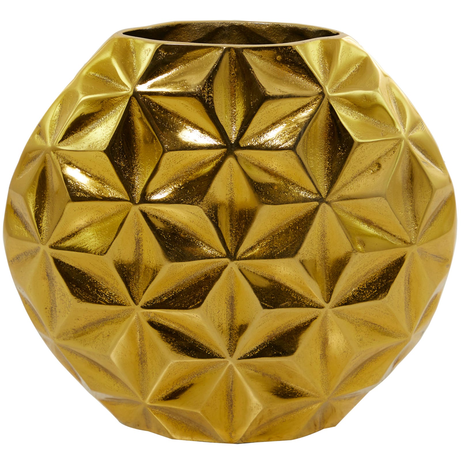 CosmoLiving by Cosmopolitan Aluminum Geometric Faceted Vase， 14 x