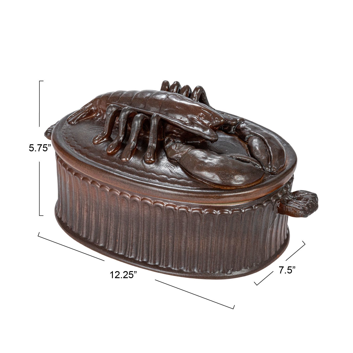 Hello Honey&#xAE; 12.25&#x22; Matte Brown Stoneware Baker with Lobster Design