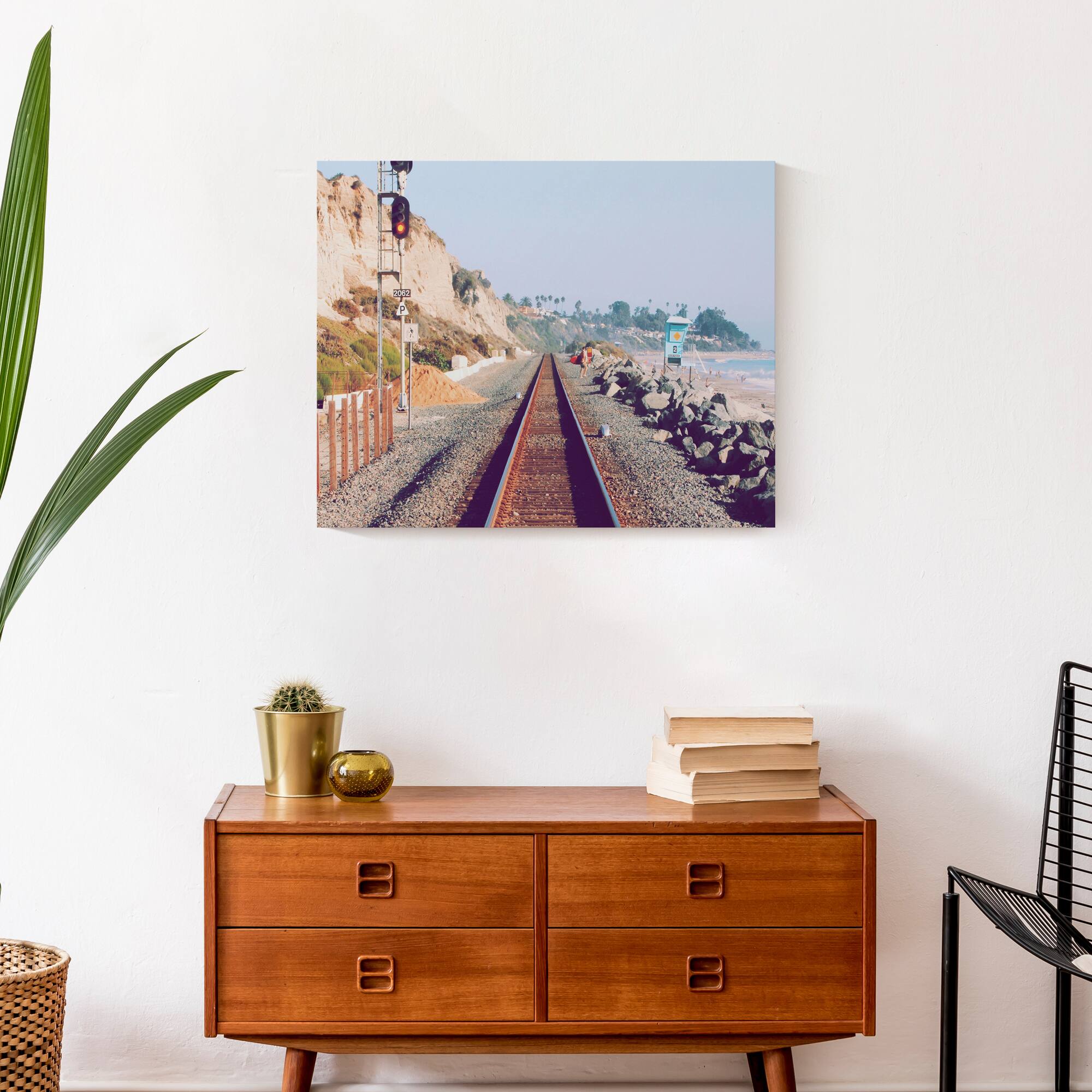 Beachside Railroads 20&#x22; x 16&#x22; Canvas Wall Art
