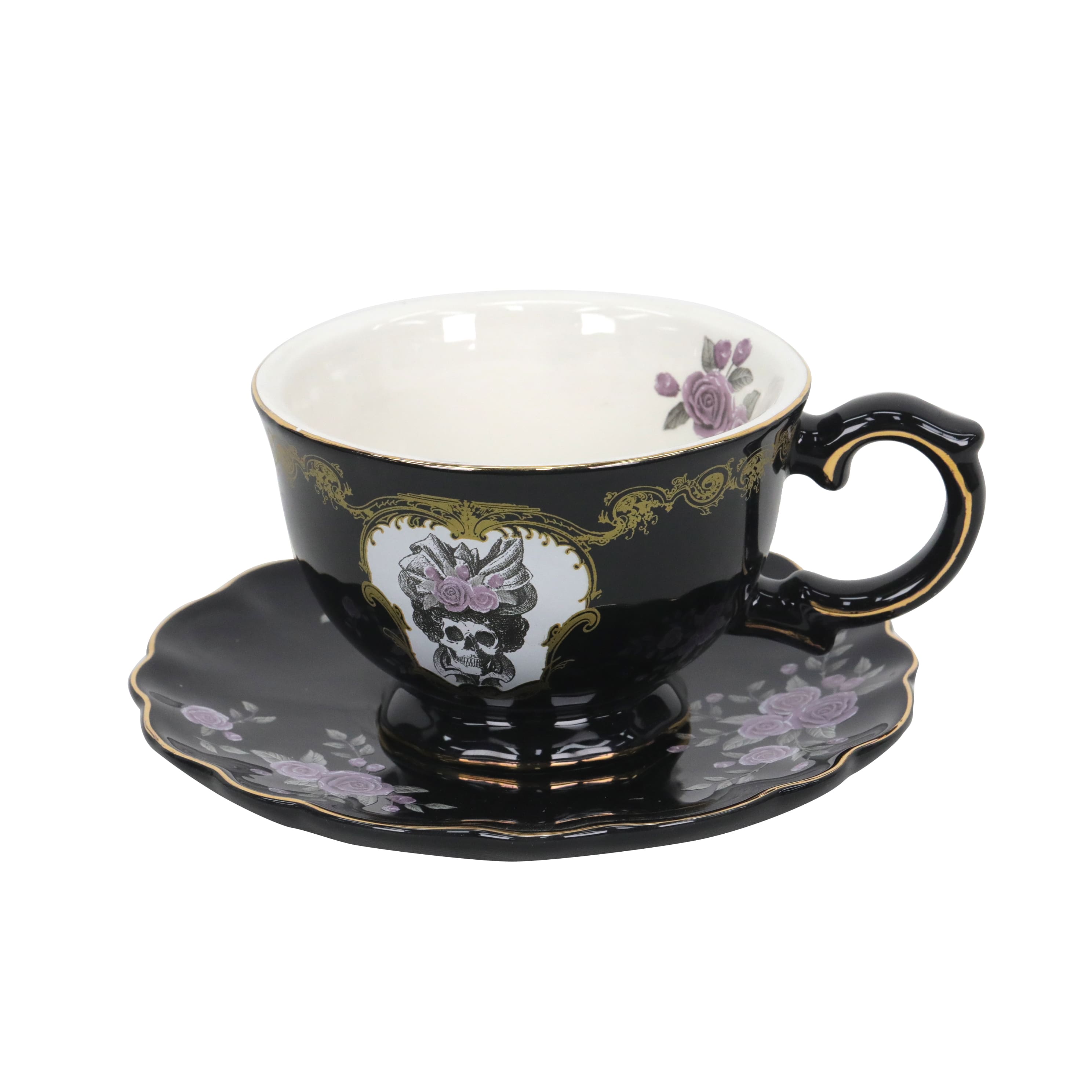 Assorted 7oz. Skull &#x26; Roses Ceramic Teacup &#x26; Saucer Set, 1pc. by Ashland&#xAE;