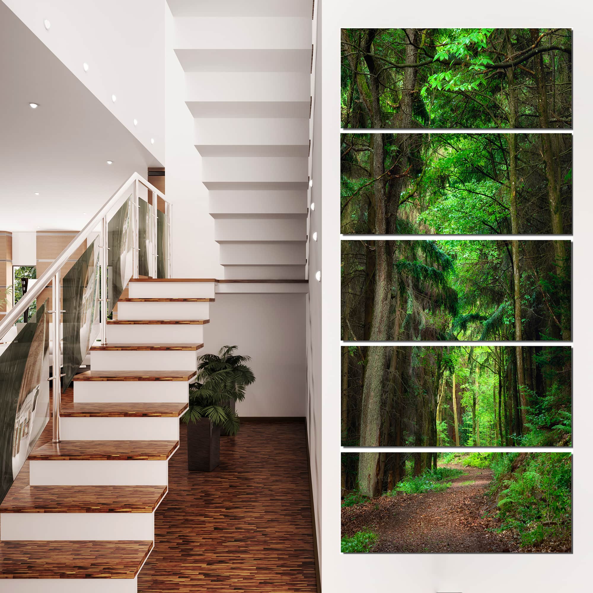 Designart - Dreamy Greenery in Dense Forest - Forest Canvas Art Print