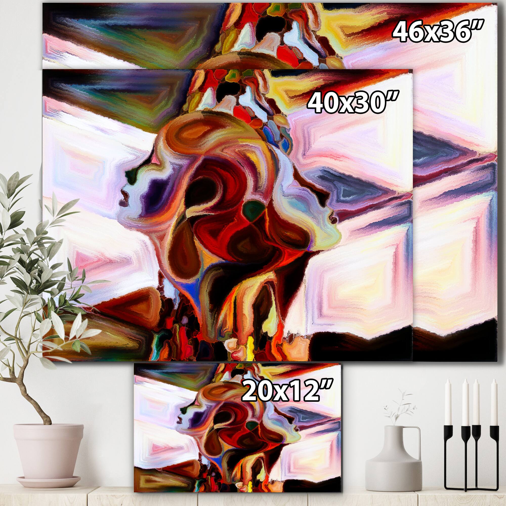 Designart - Union Of Male And Female Faces II - Modern Canvas Wall Art Print