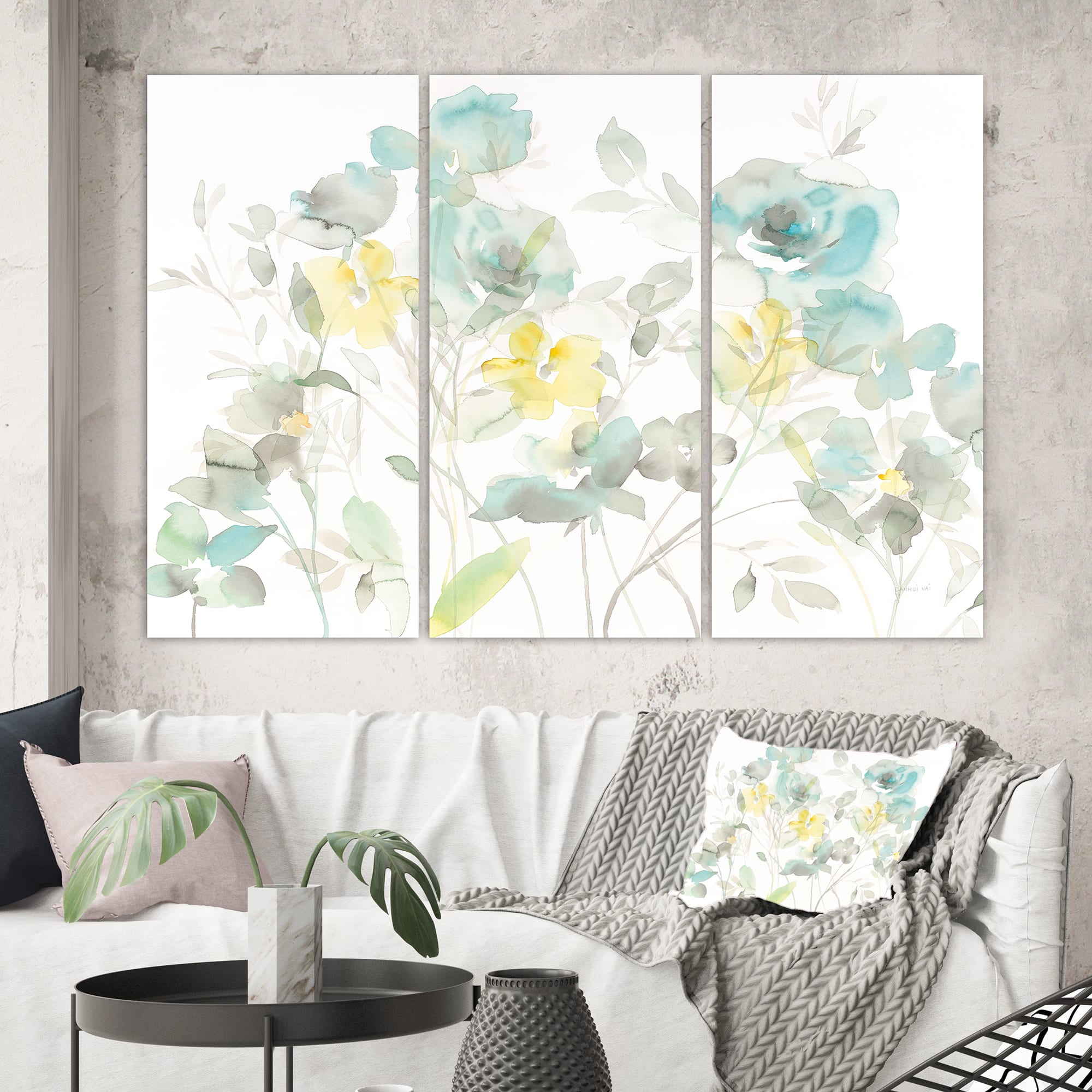 Designart - Aqua Rose Natural Element - Farmhouse Premium Canvas Wall Art