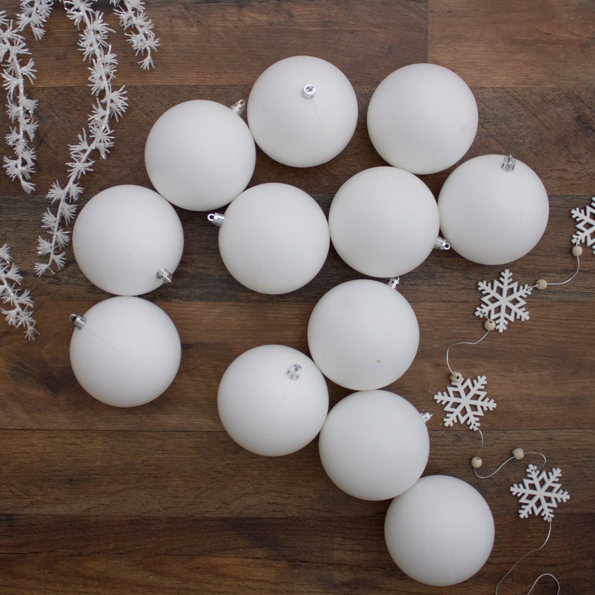 12ct. 4&#x22; Winter White Shatterproof Matte Christmas Ball Ornaments