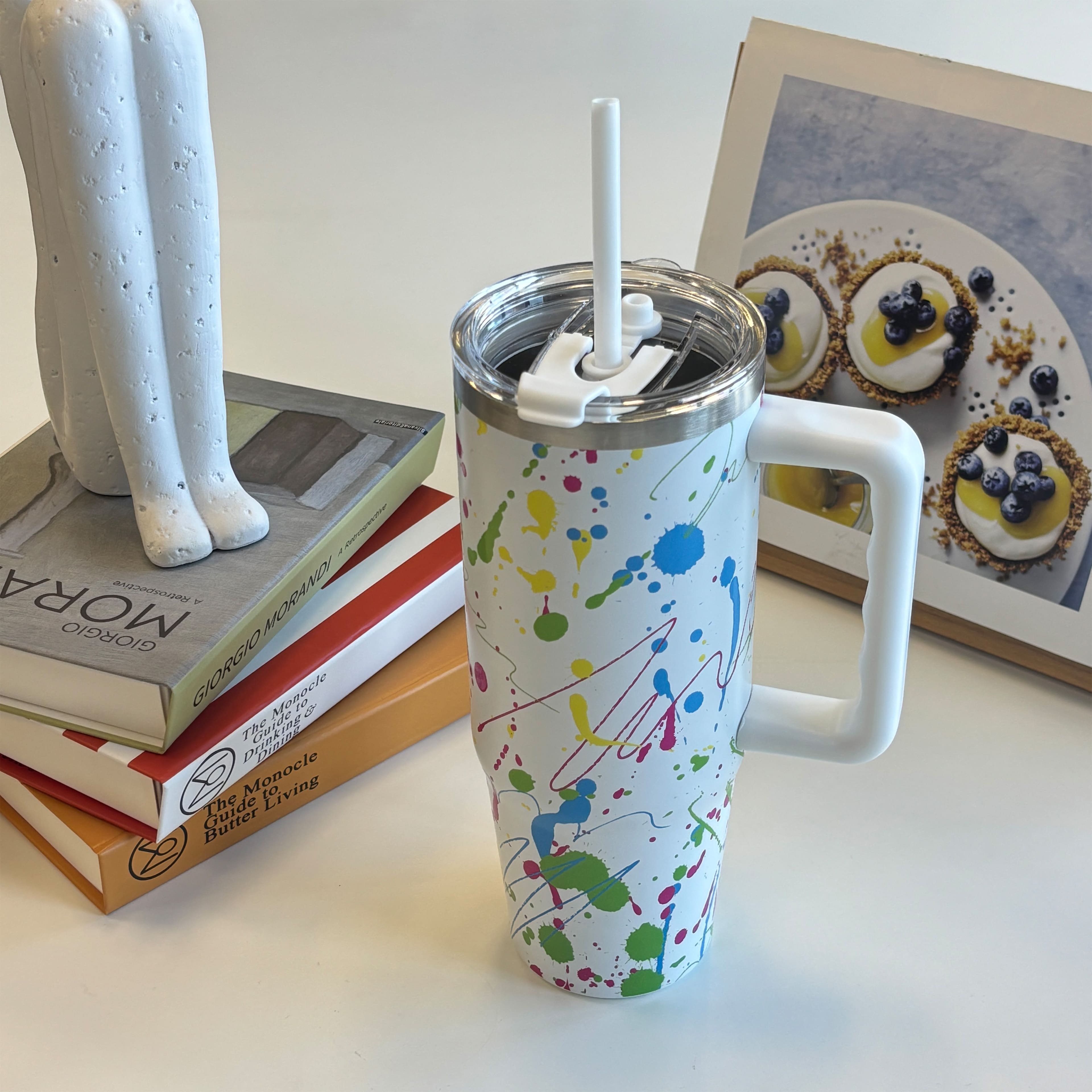 30oz. White Splatter Stainless Steel Insulated Tumbler by Celebrate It&#x2122;