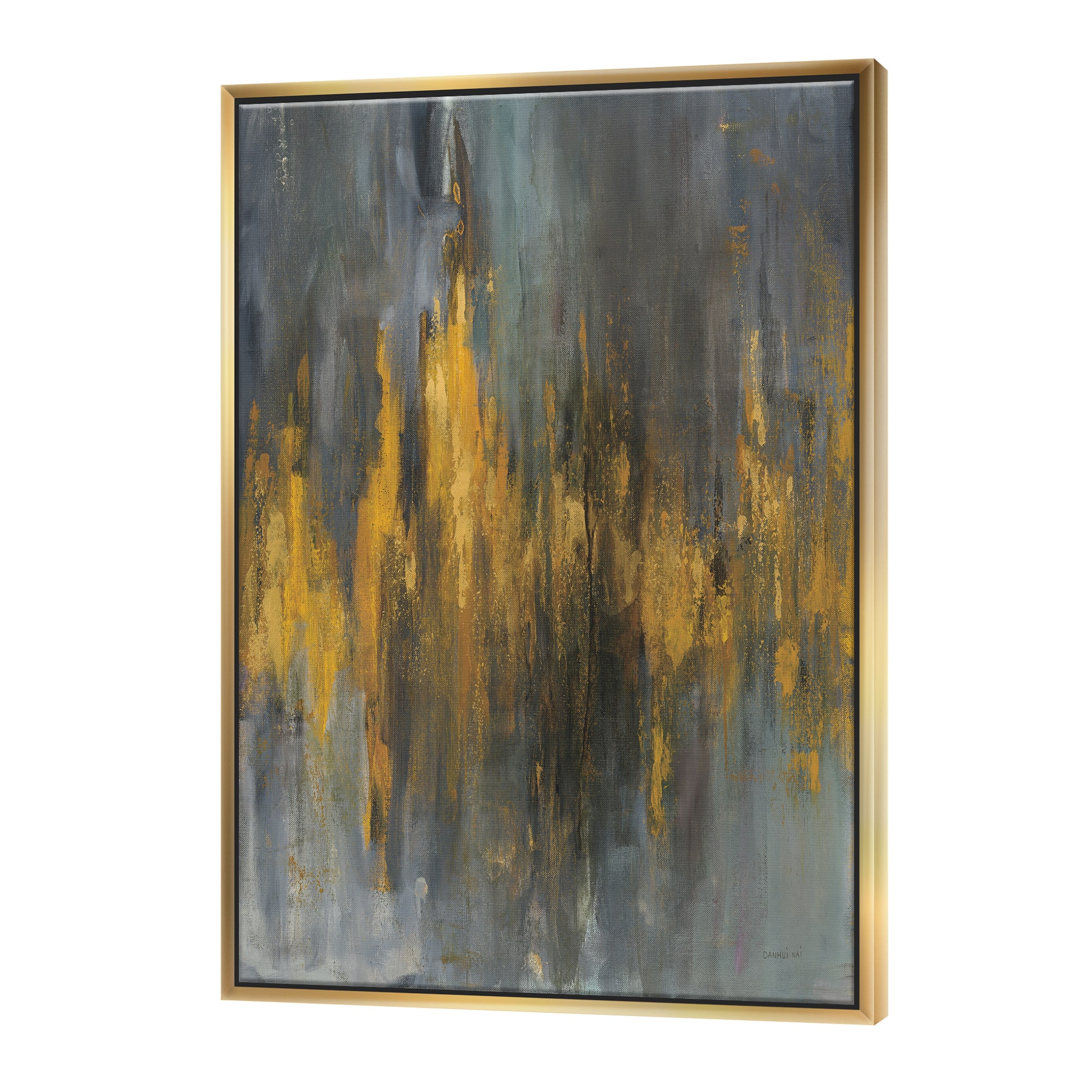 Designart - Black and Gold Glam Abstract - Modern & Contemporary Canvas in Gold Frame