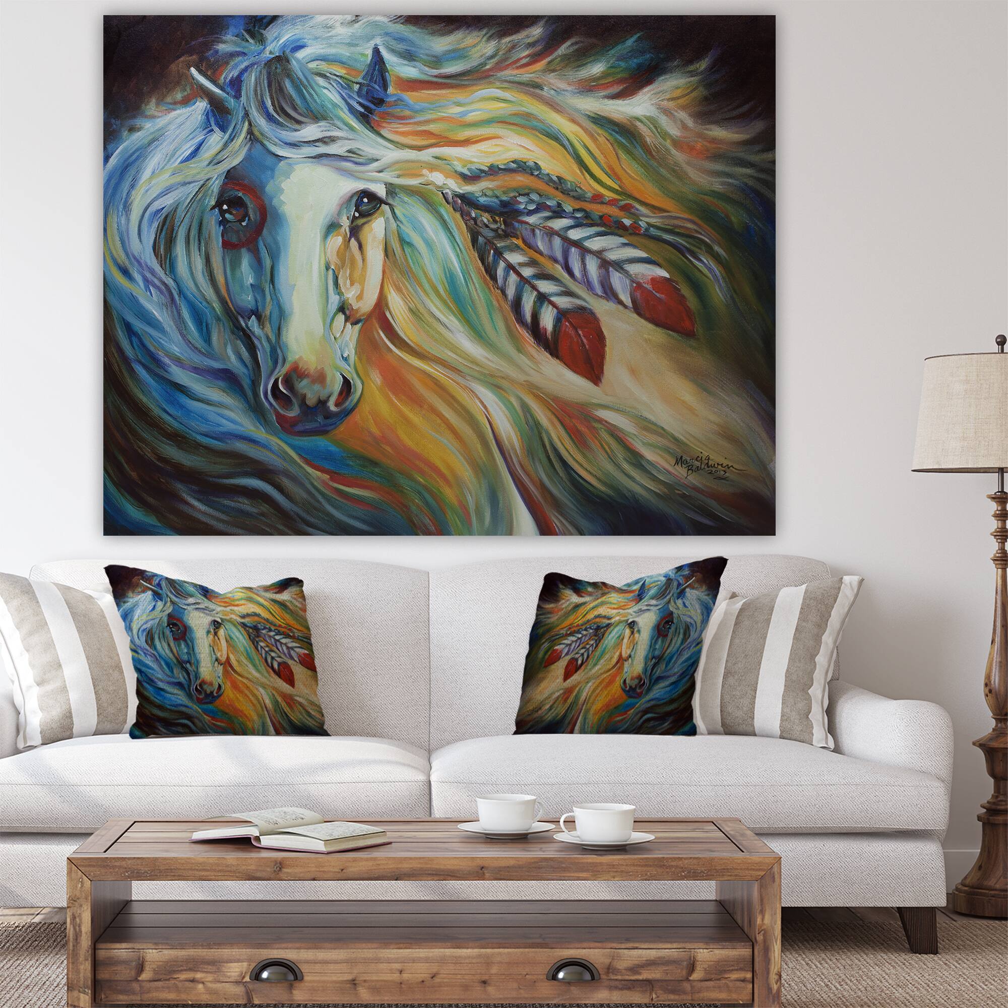 Designart - Breaking Dawn Indian War Horse - Cottage Canvas Art Print