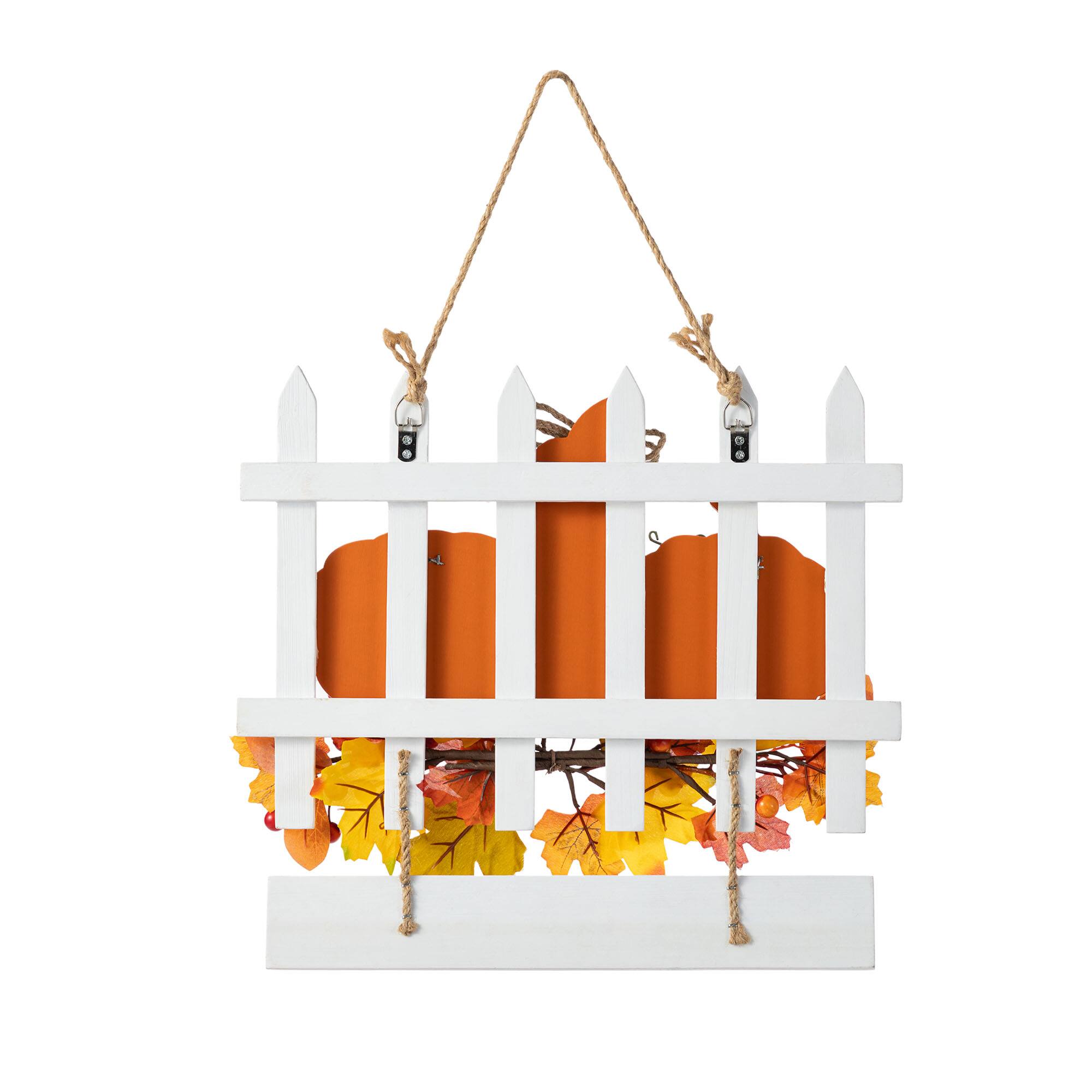 Glitzhome&#xAE; 14&#x22; Fall Wooden Patch with Floral Door Hanger