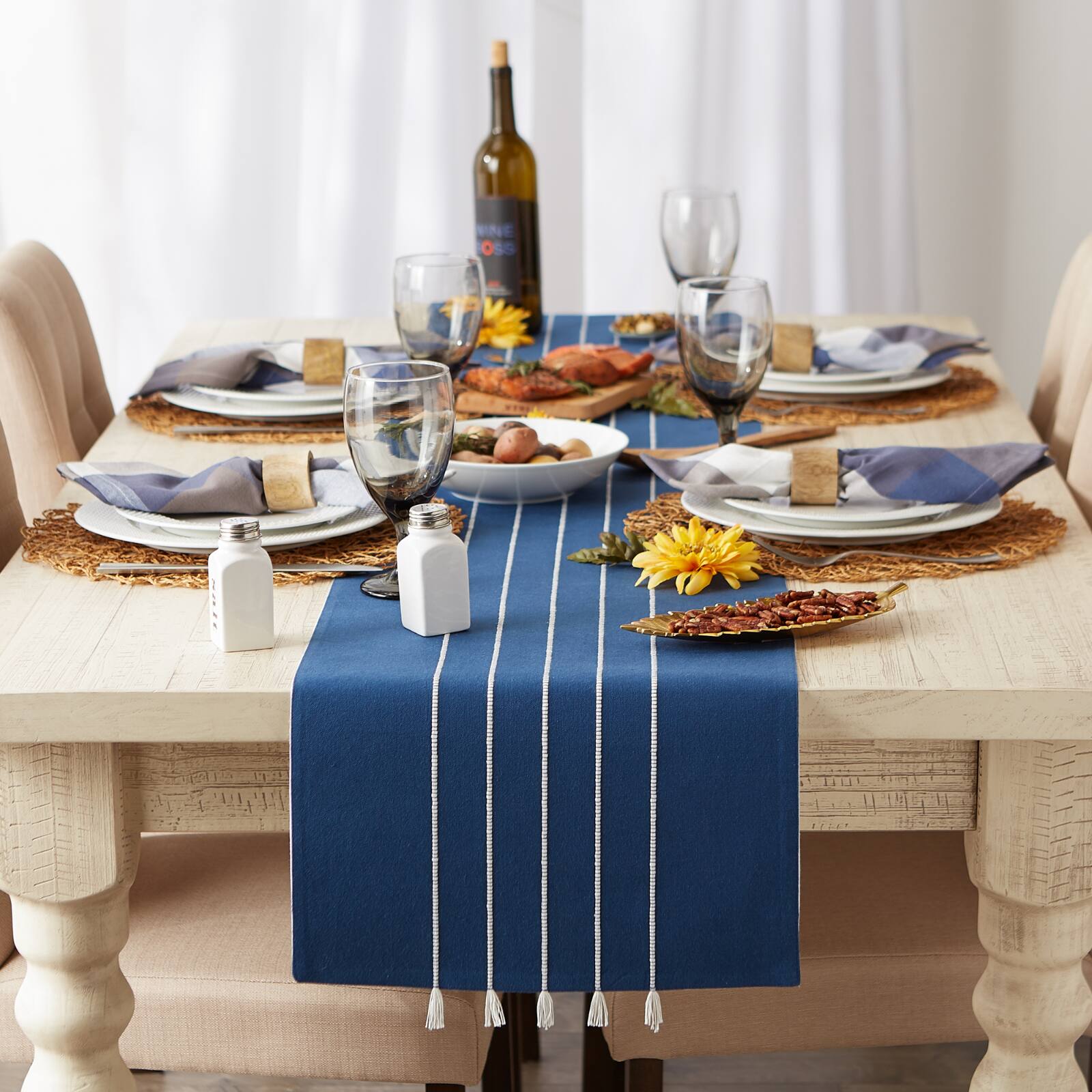 DII&#xAE; 72&#x22; Striped Tassel Table Runner
