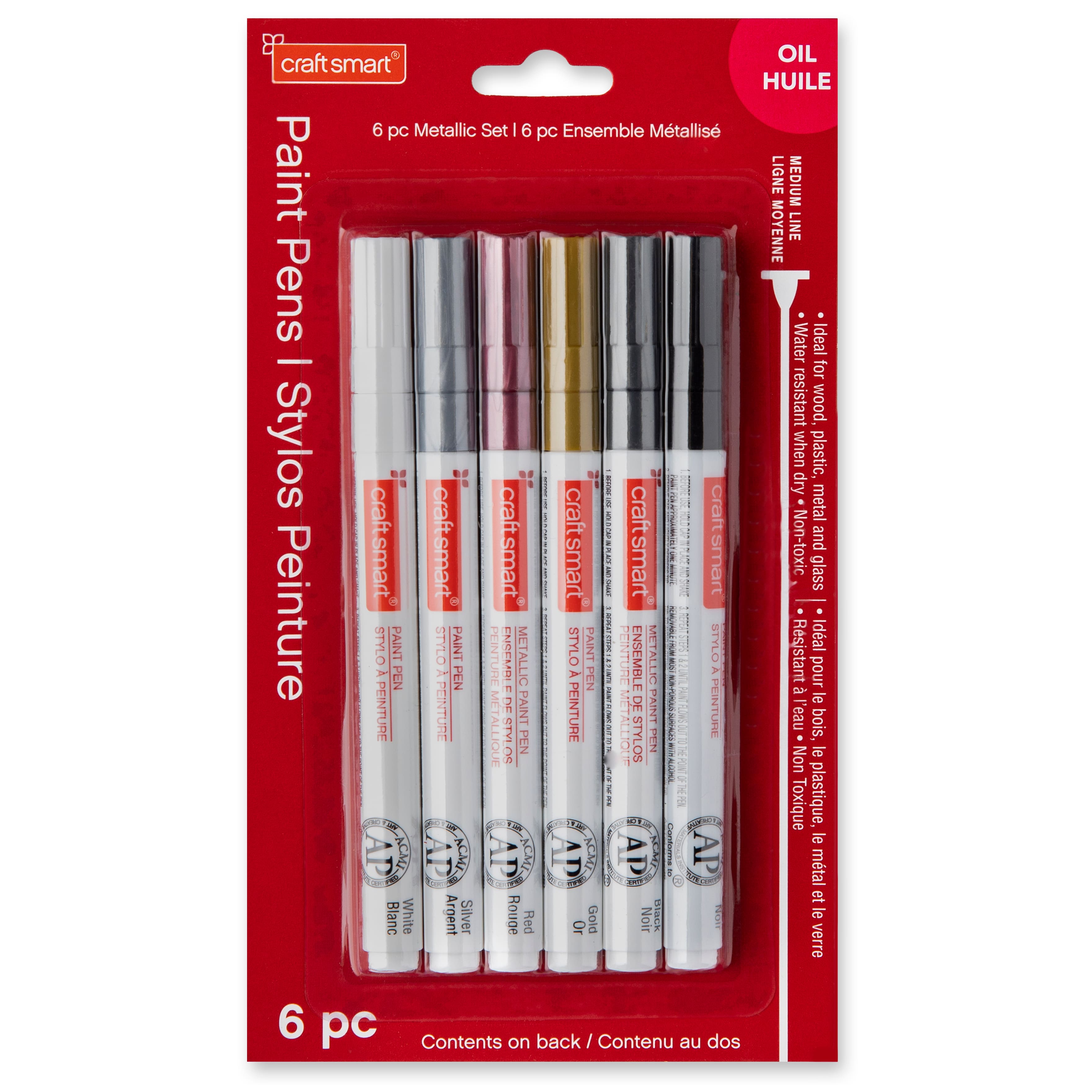 12 Packs: 6 ct. (72 total) Metallic Medium Line Paint Pen Set by Craft Smart&#xAE;