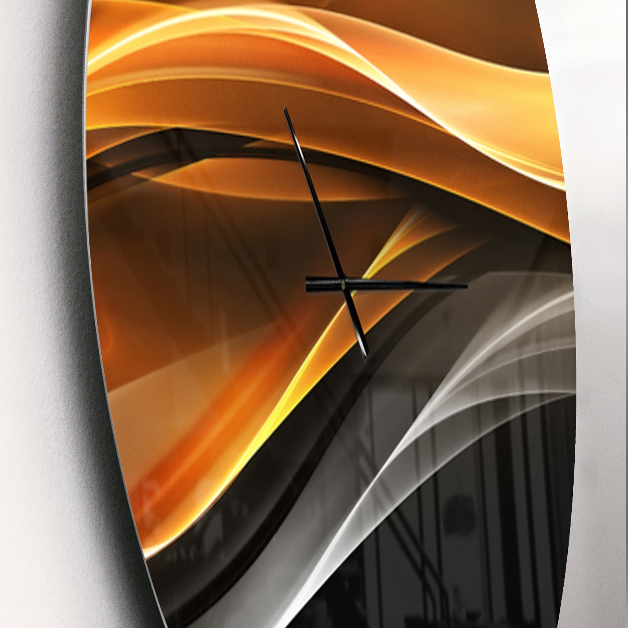 Designart 'Gold Silver Inward Lines Modern Wall Clock