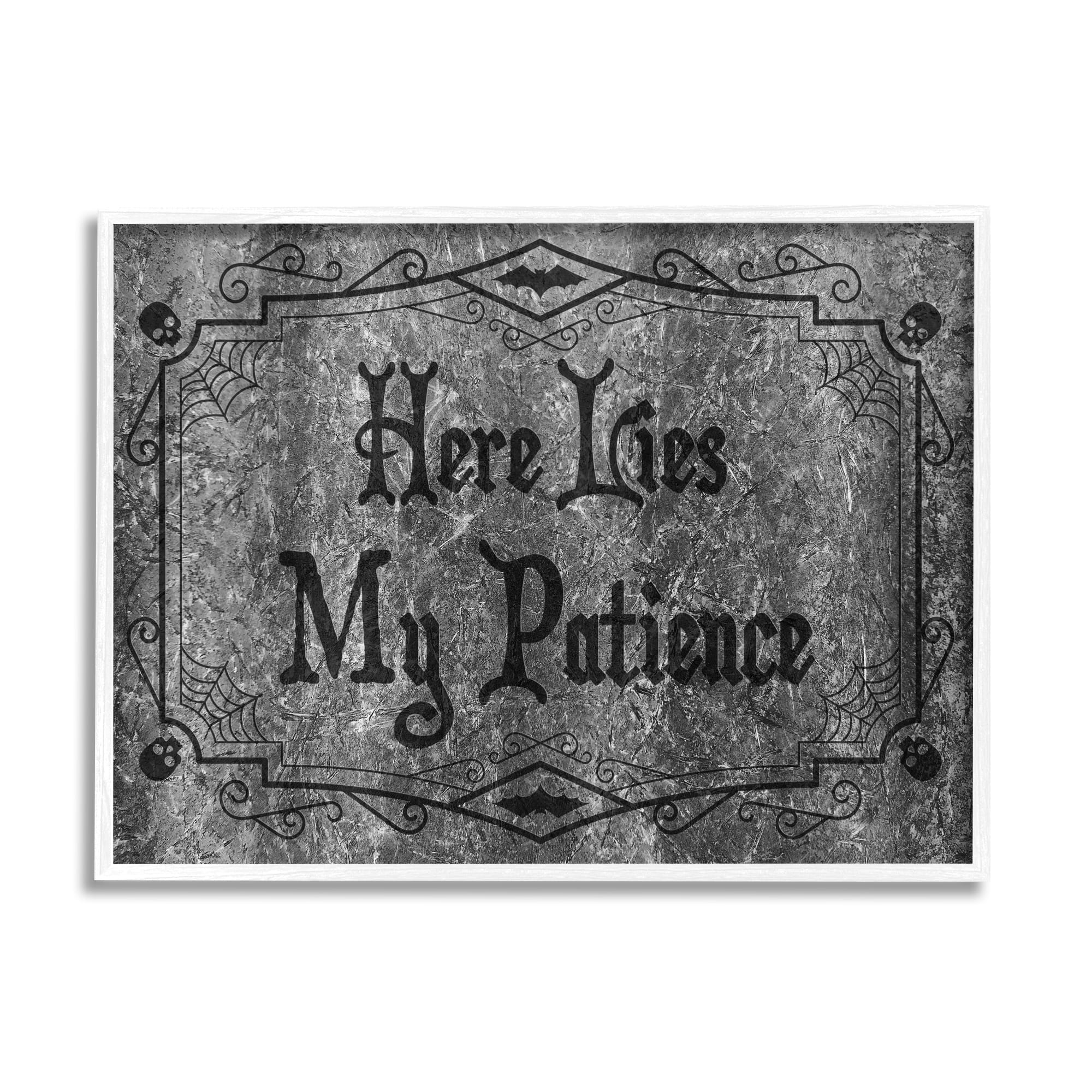 Stupell Industries Here Lies My Patience Tombstone Framed Giclee Art