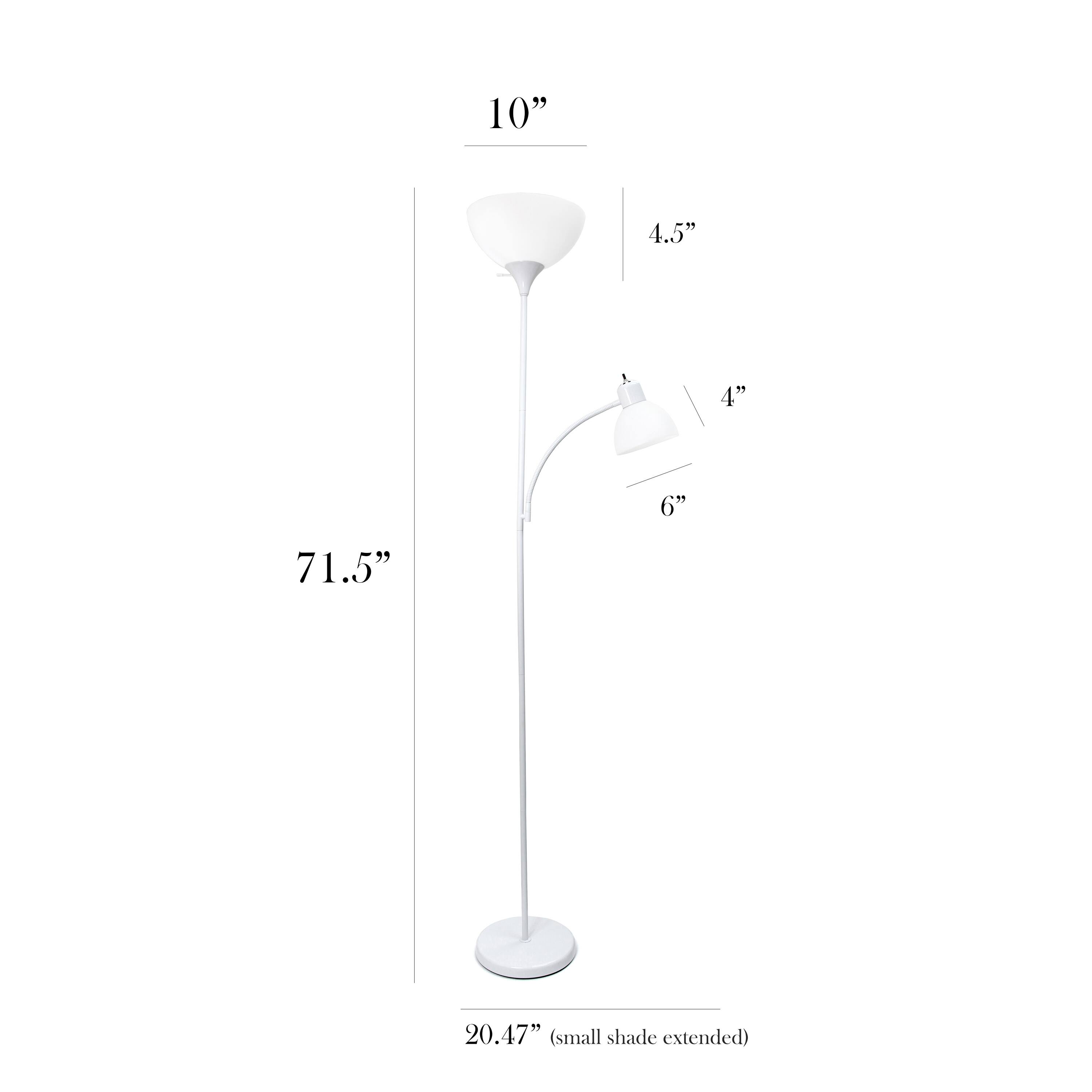 Simple Designs 71.5&#x22; Floor Lamp with Reading Light