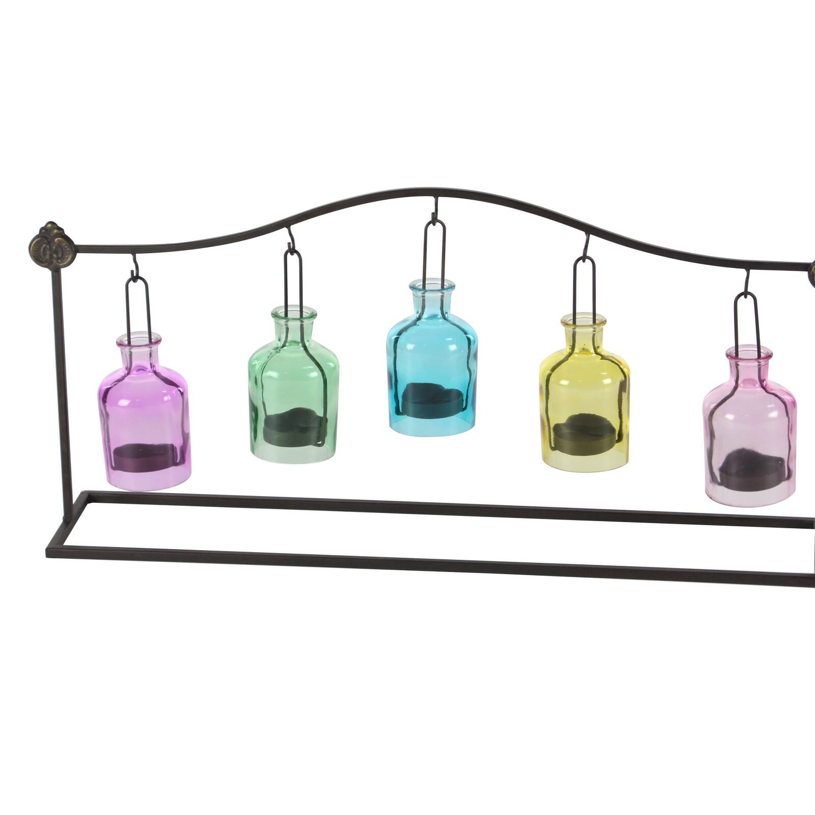 24" Multicolored Iron Coastal Candle Holder Lantern