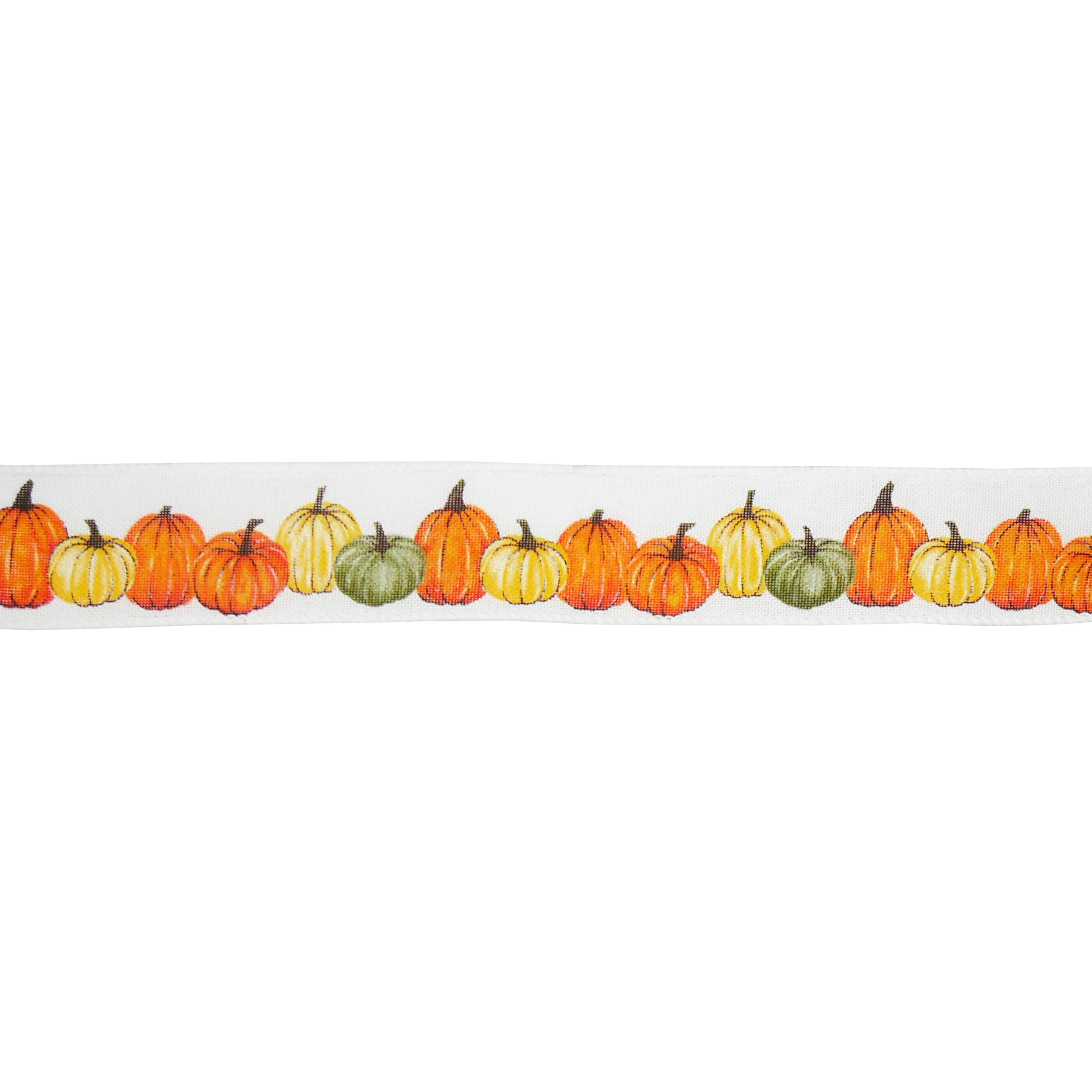 1.5" x 10yd. Pumpkin Fall Faux Linen Wired Ribbon by Celebrate It®