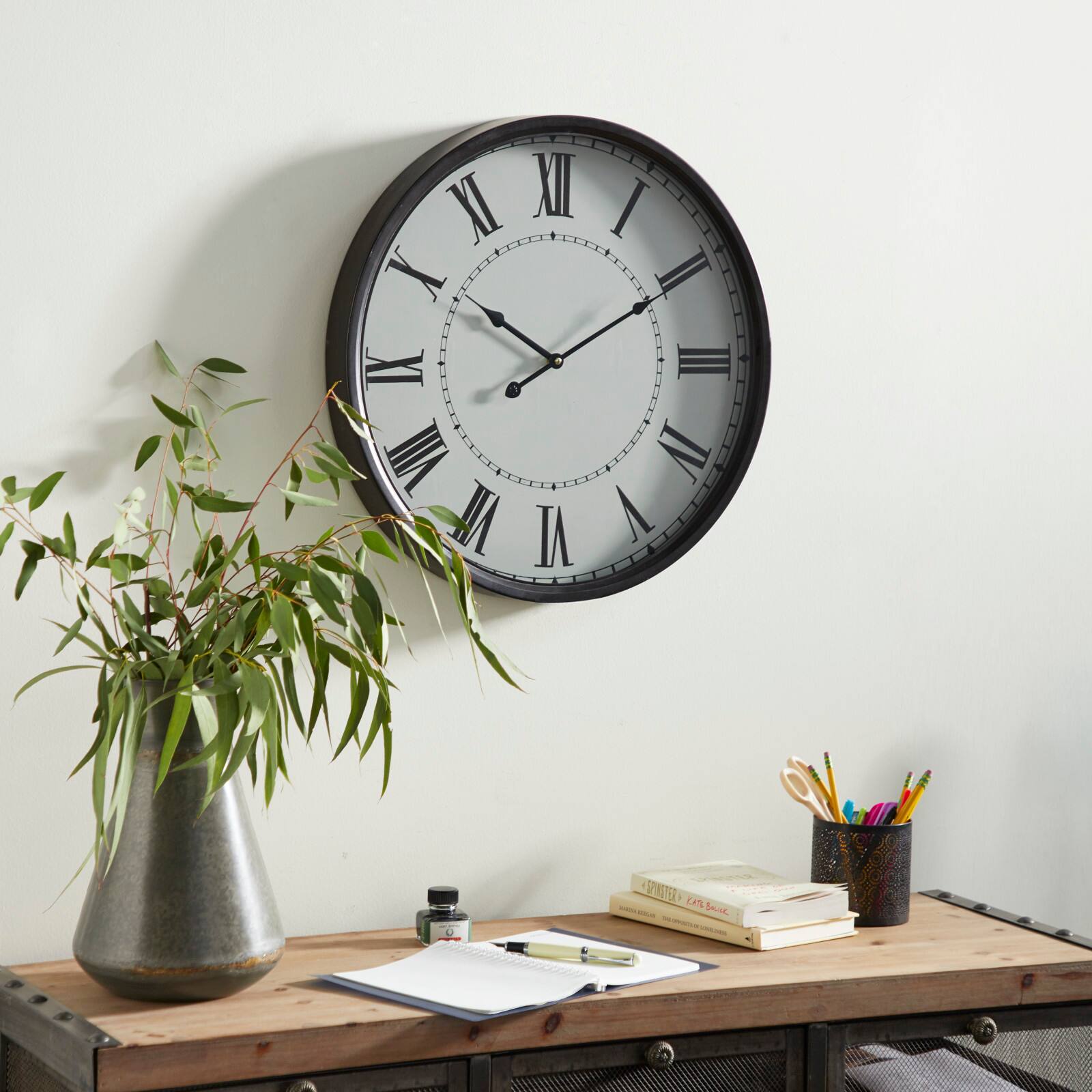 White Traditional Metal Wall Clock