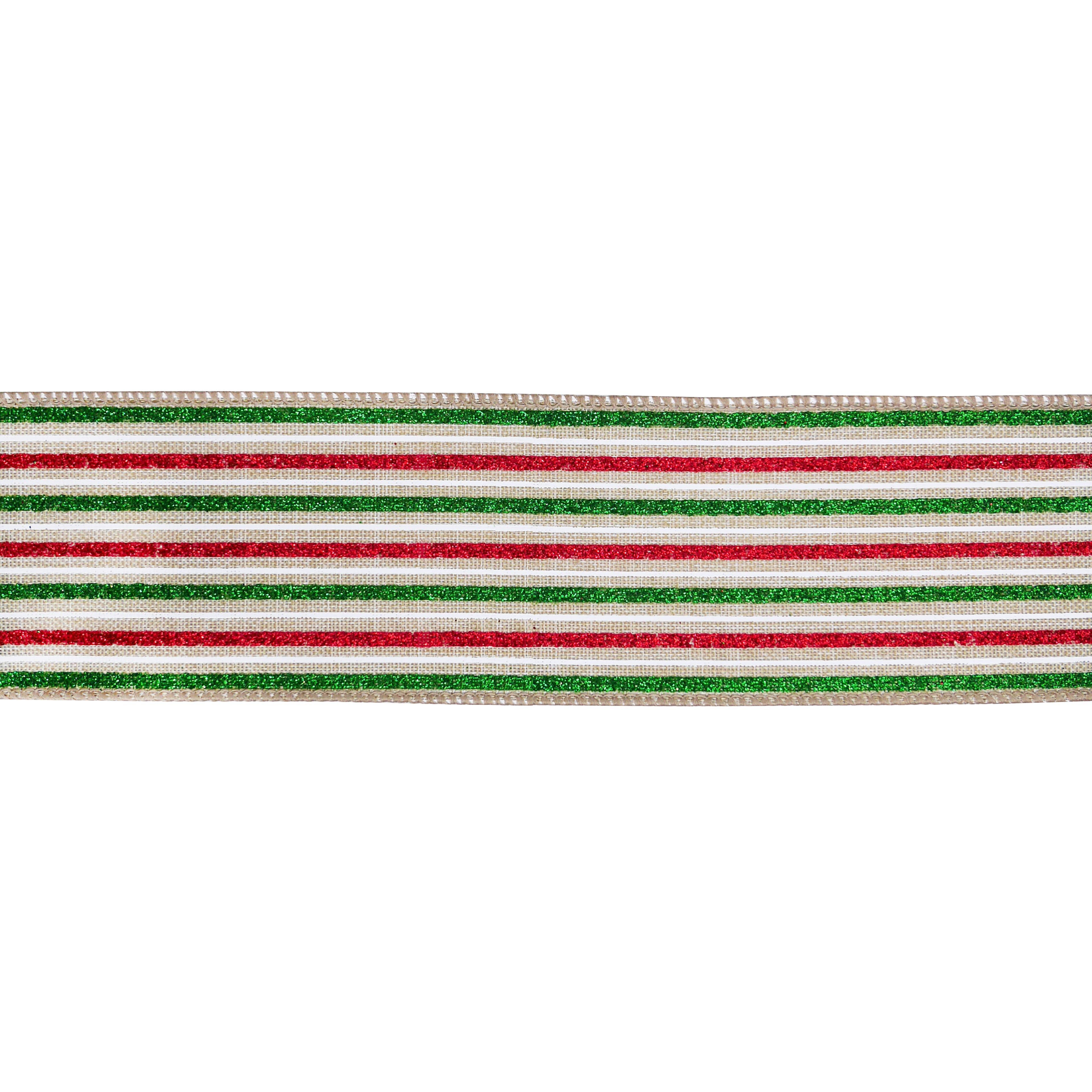 2.5&#x22; x 20ft. Red, Green &#x26; White Stripes Wired Ribbon by Celebrate It&#xAE;