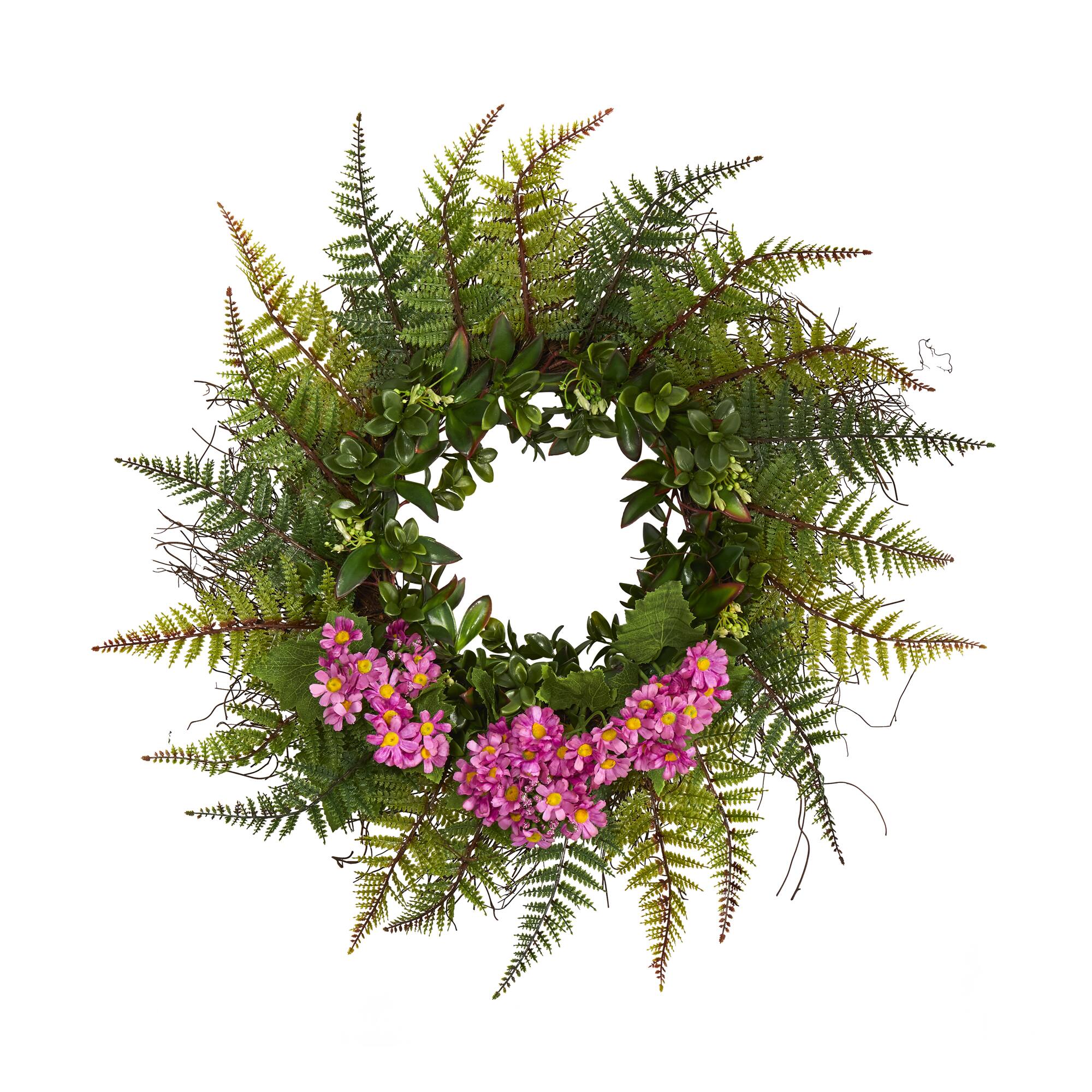 23" Fern & Daisy Wreath