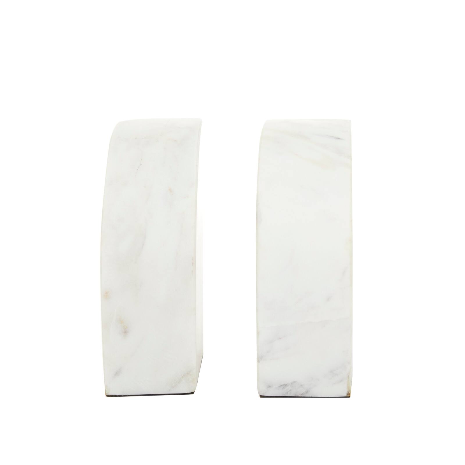 CosmoLiving by Cosmopolitan White Marble Glam Bookends, 6" x 4" x 2"