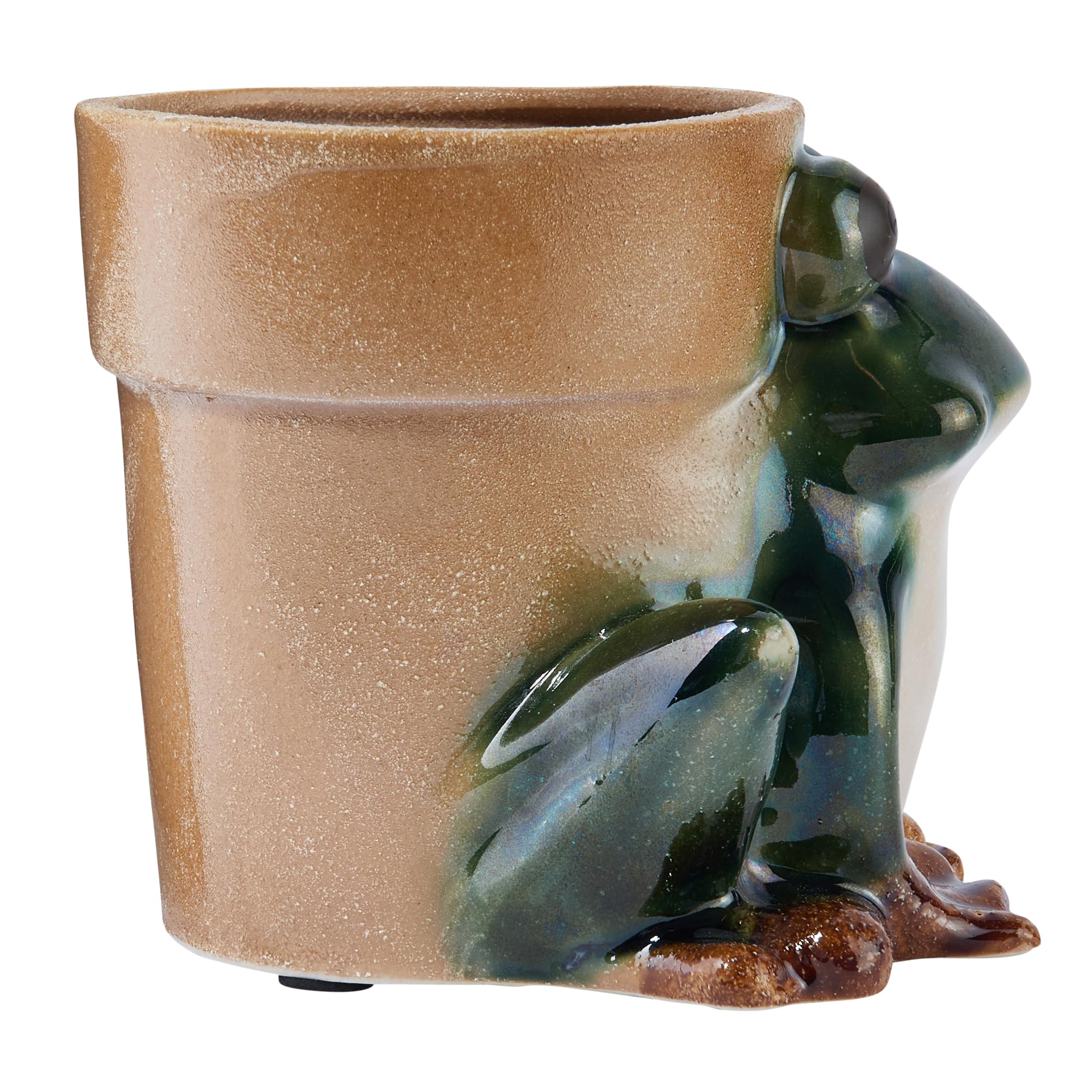 Hello Honey&#xAE; 5.5&#x22; Green Stoneware Frog Planter