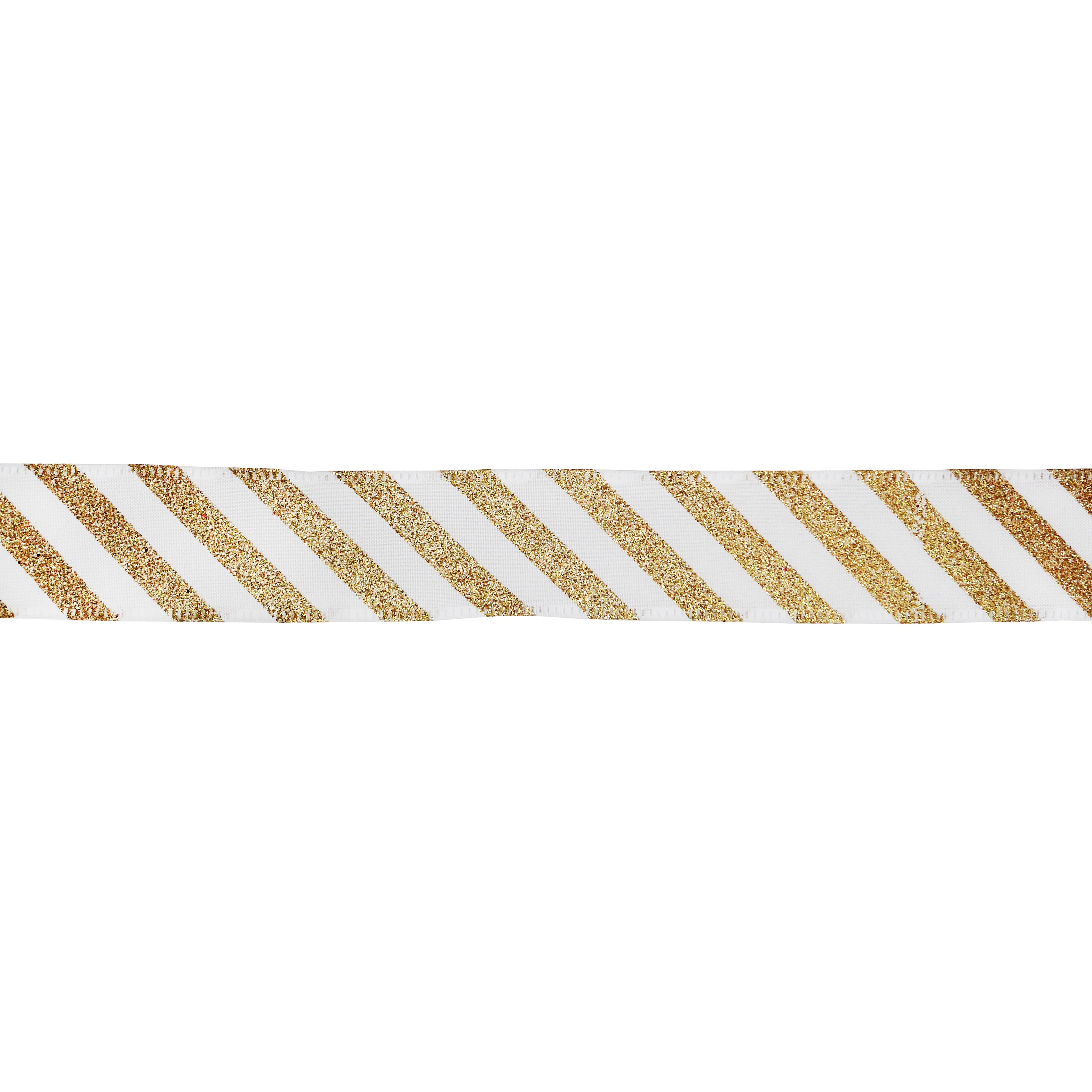 1.5" x 30ft. Gold Glitter Stripes Wired Taffeta Ribbon by Celebrate It®
