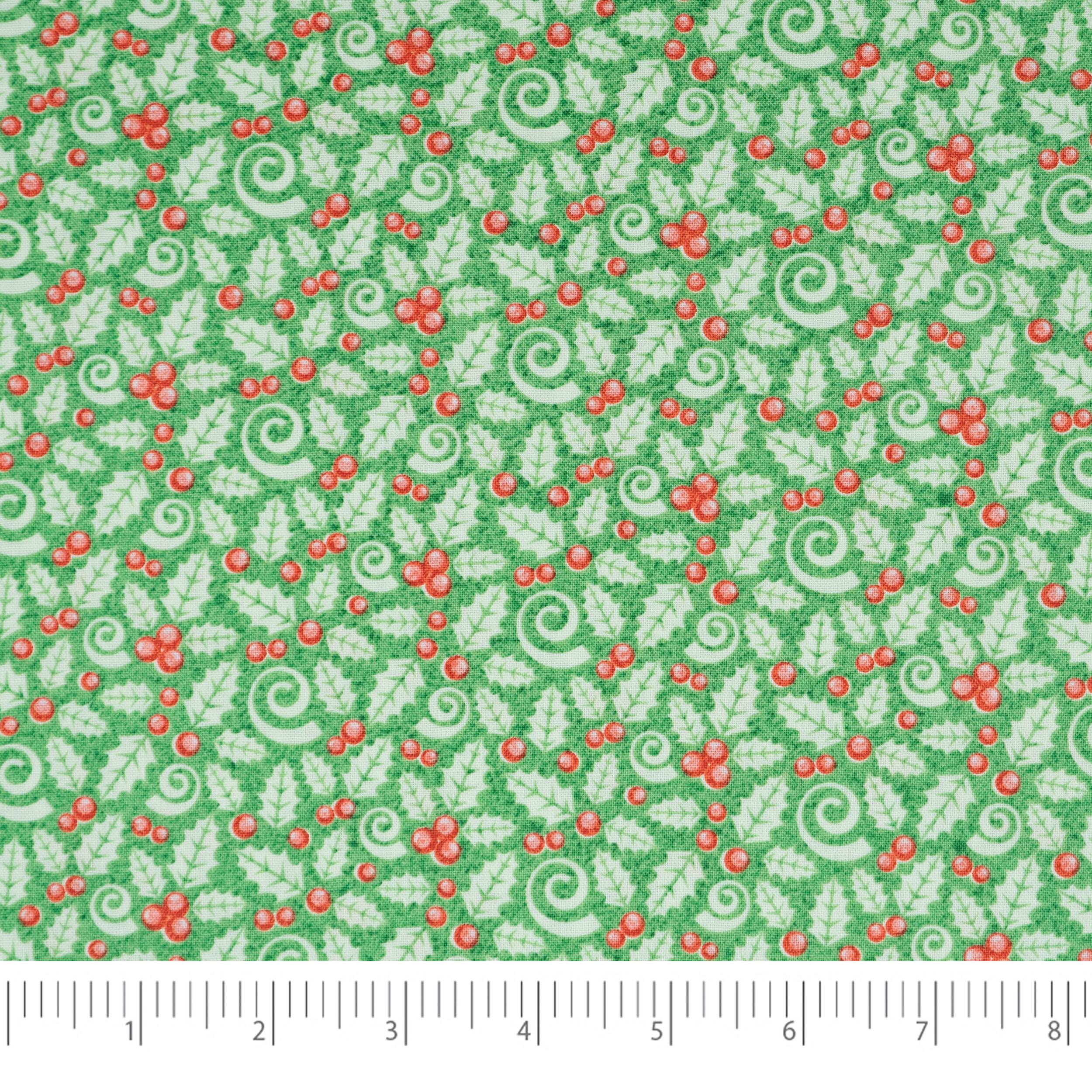 SINGER Christmas Leaves Cotton Fabric