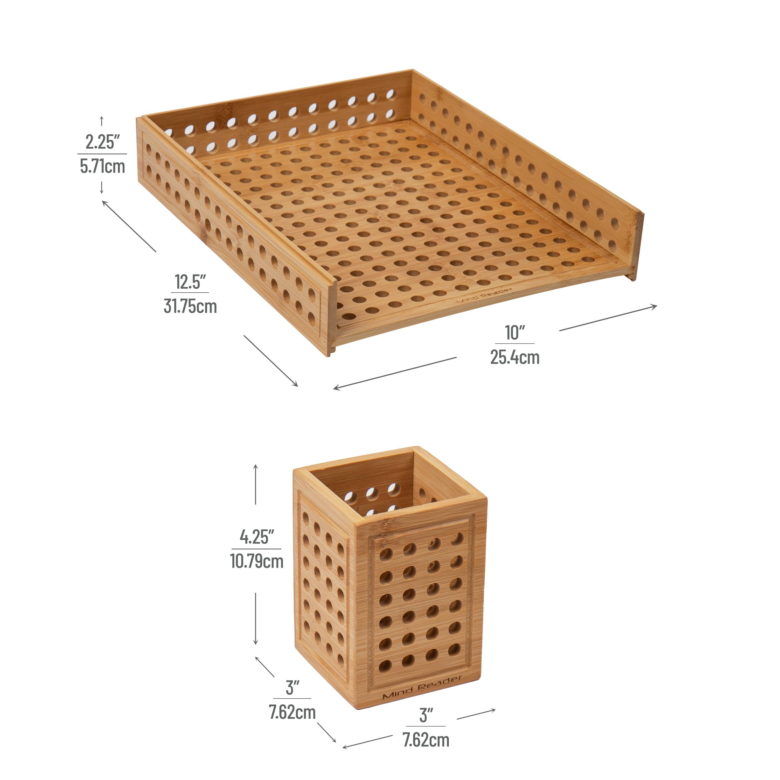 Mind Reader Lattice Collection Rayon from Bamboo Paper Tray &#x26; Pen Cup Set
