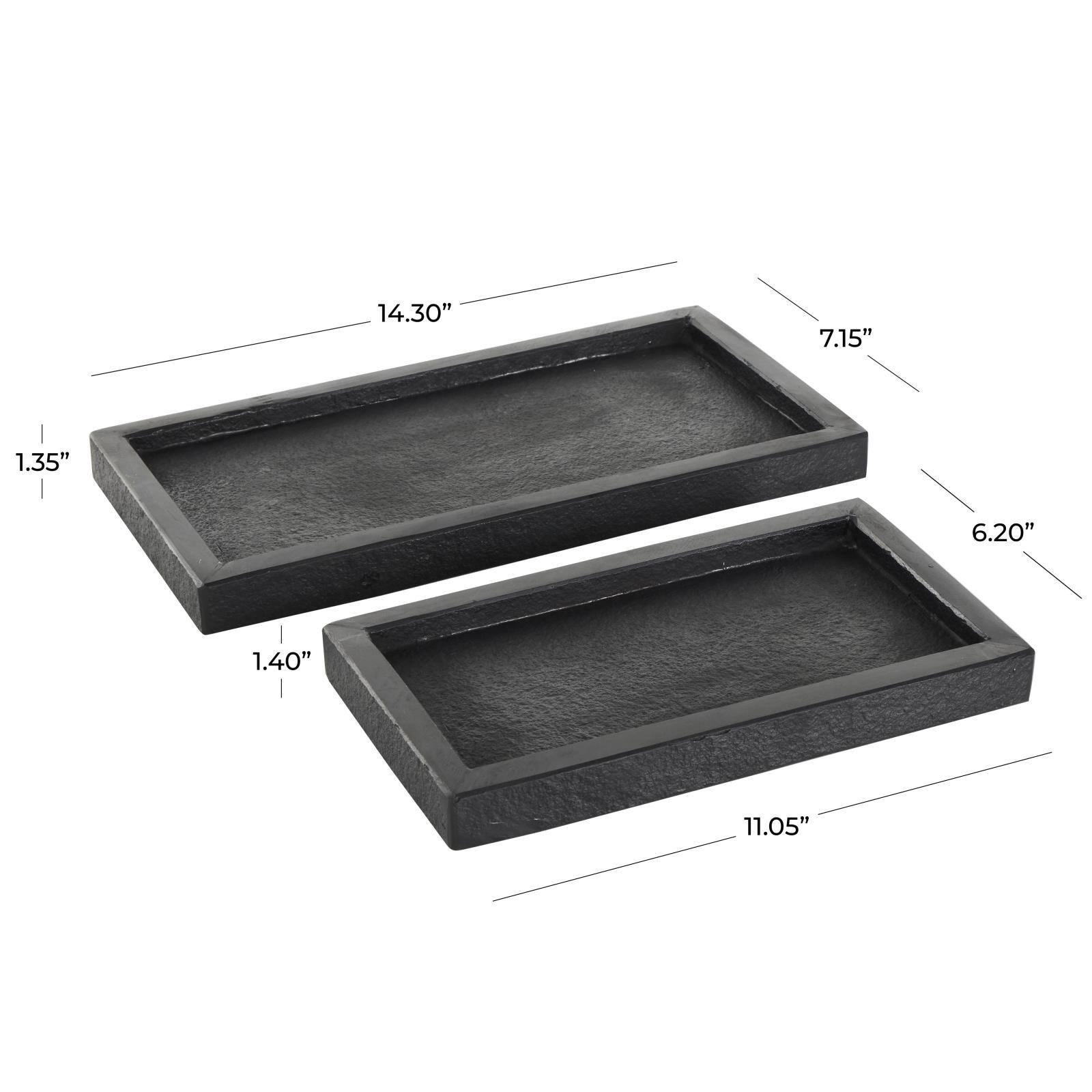 Black Marble Minimalistic Slim Textured Trays, 2ct.
