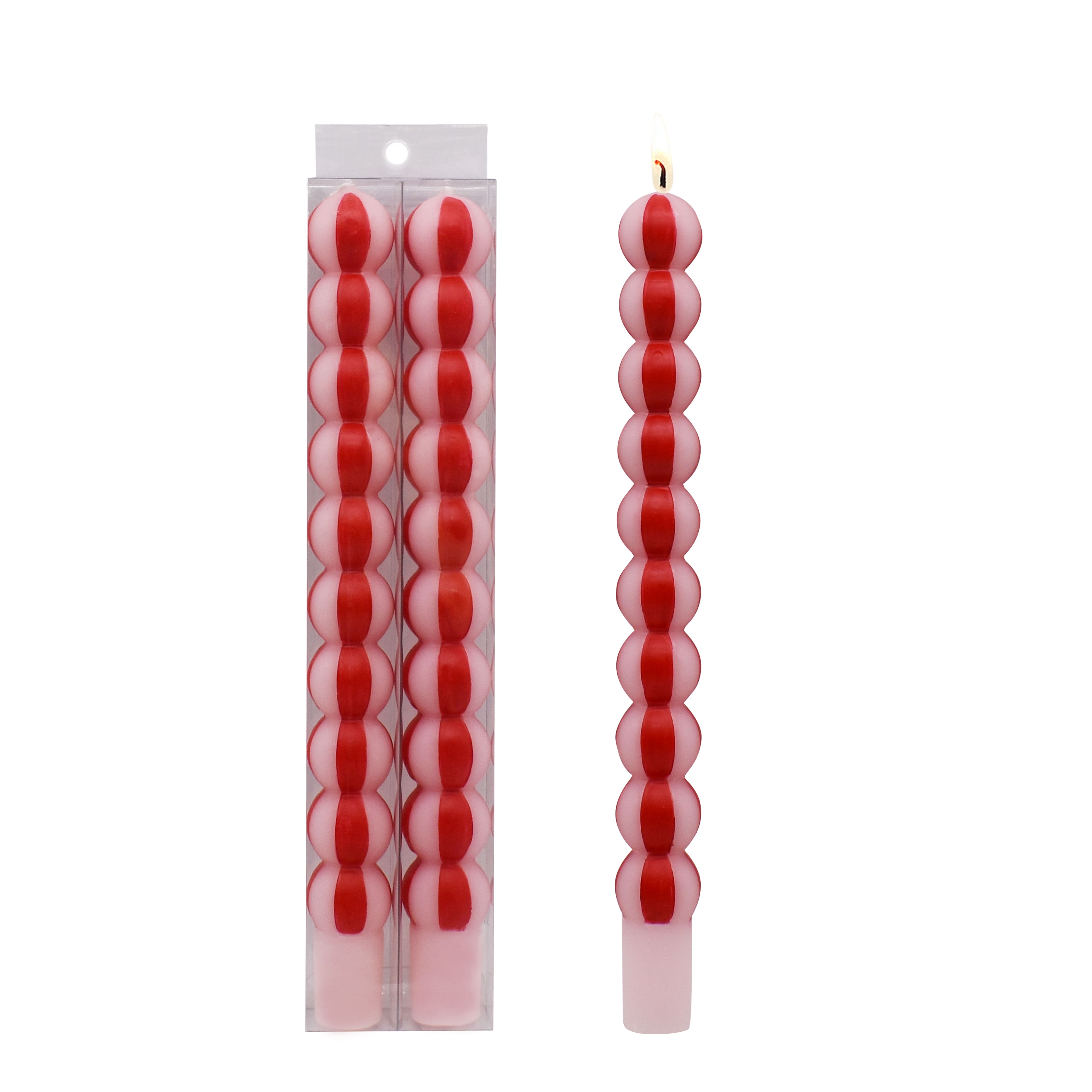 11.25&#x22; Red &#x26; White Peppermint Unscented Taper Candles, 2ct. by Ashland&#xAE;