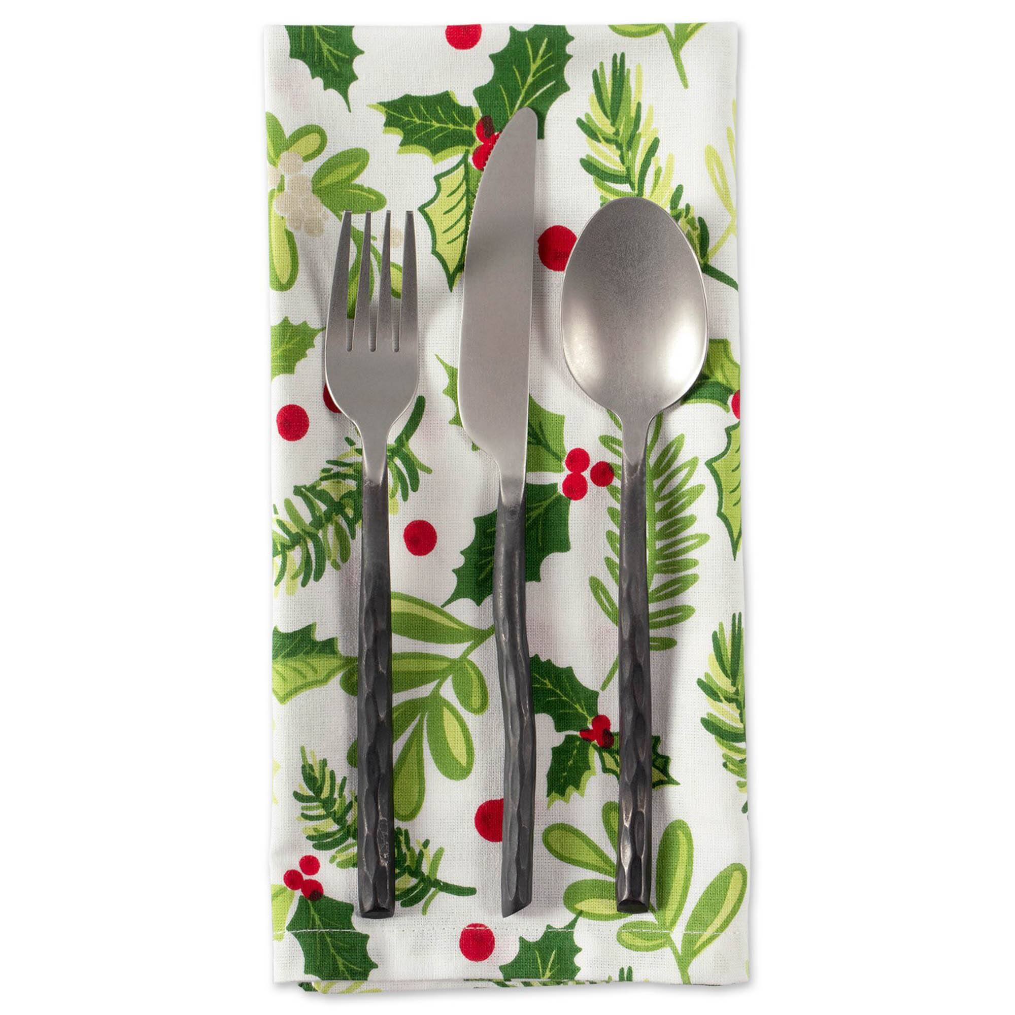 DII&#xAE; Boughs Of Holly Print Napkin Set, 6ct.