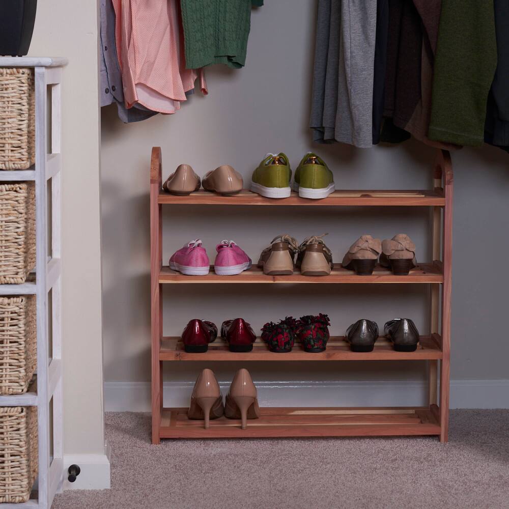 Household Essentials CedarFresh 27&#x22; 4-Tier Cedar Shoe Rack