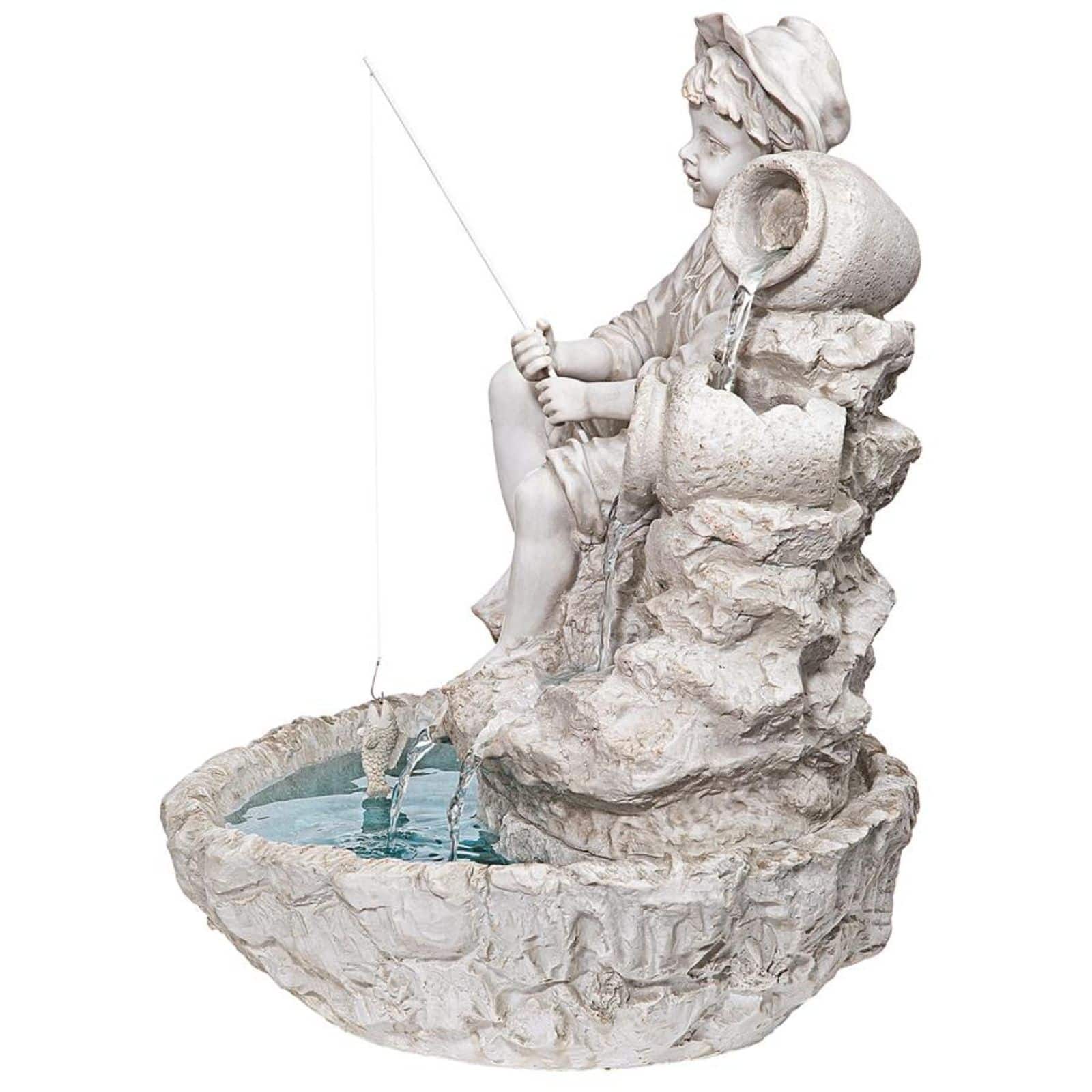 Design Toscano Little Fisherman at the Fishin&#x27; Hole Sculptural Fountain