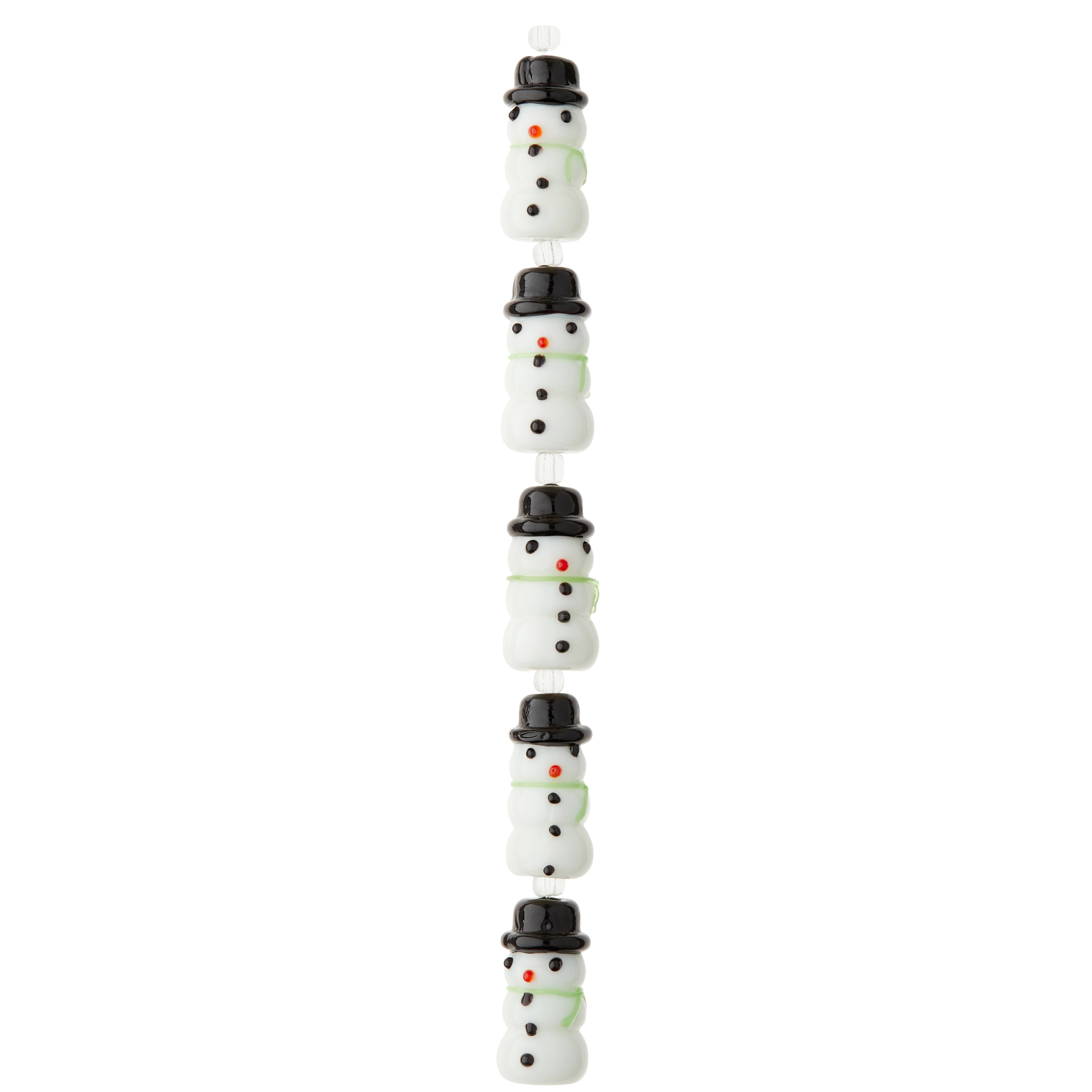 Snowman Lampwork Beads, 23mm by Bead Landing™