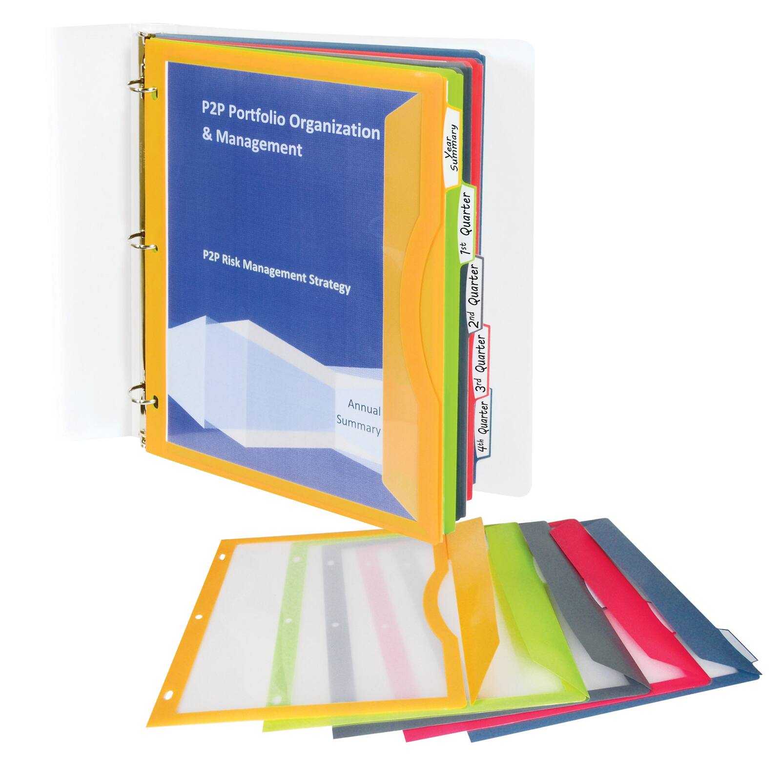 C-Line® 5-Tab Binder Pockets with Write-On Index Tabs, 6 Packs of 5