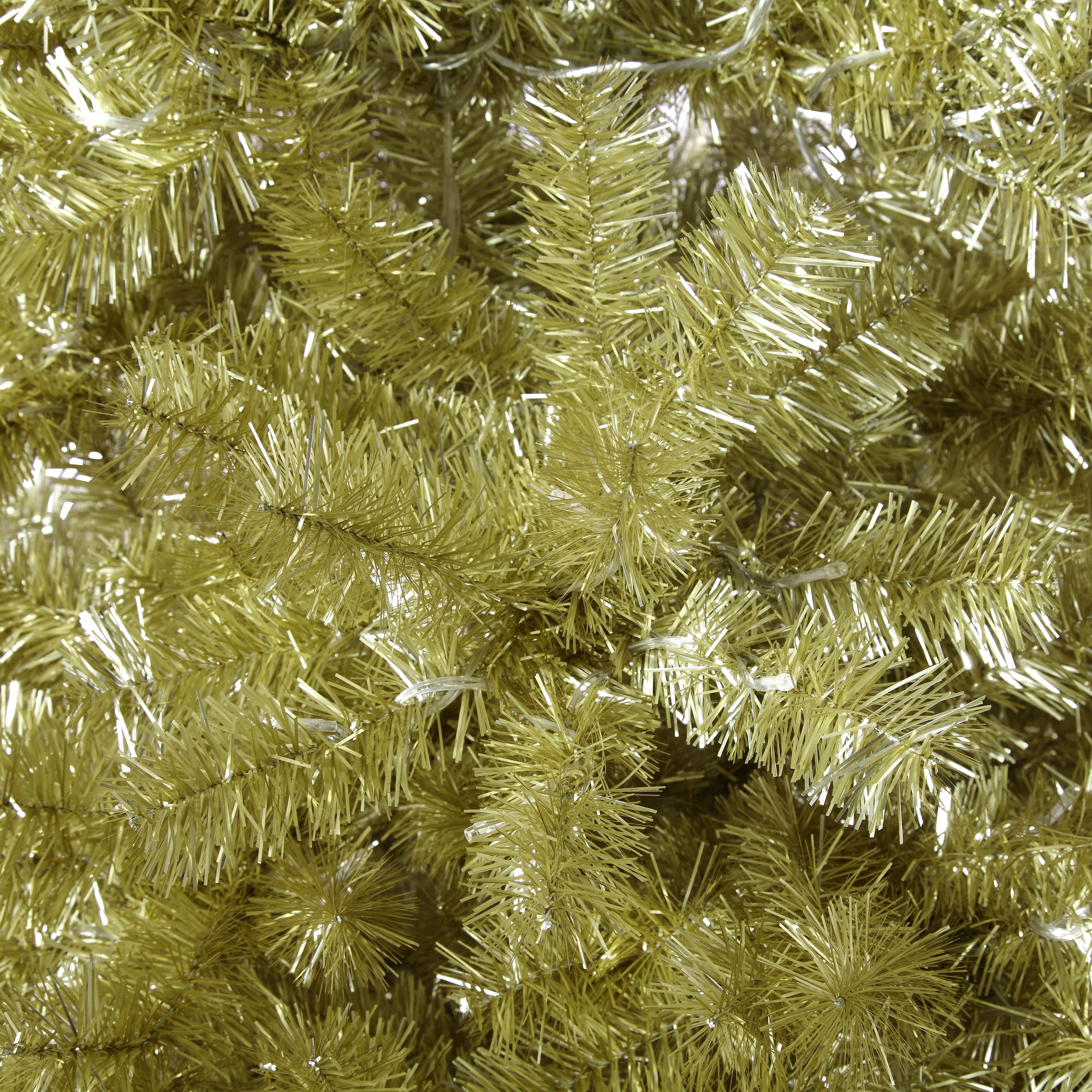 5ft. PreLit Champagne Gold Tinsel Artificial Christmas Tree, Warm White LED Lights Tinsel