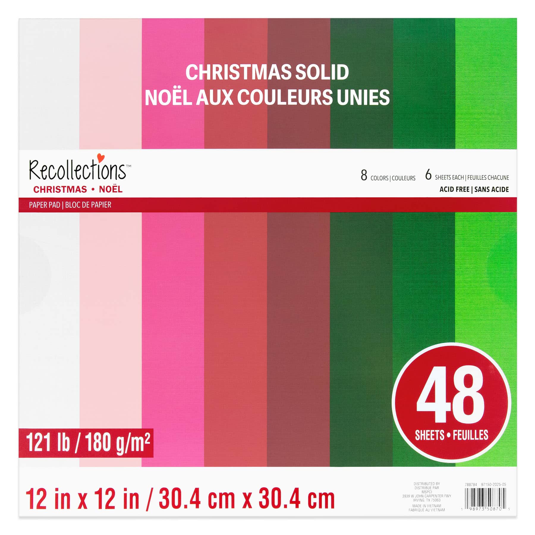 12&#x22; x 12&#x22; Christmas Solids Paper Pad by Recollections&#x2122;