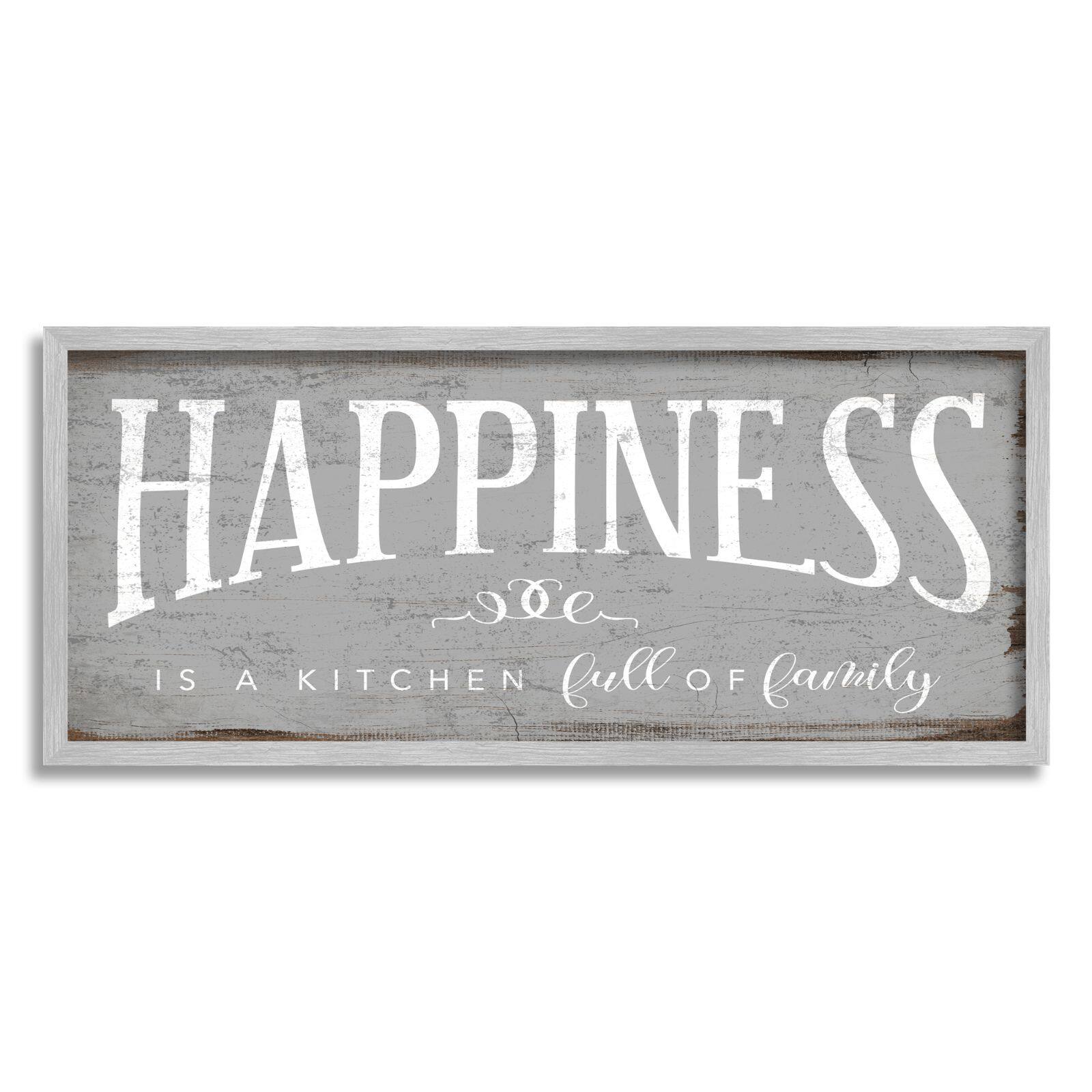 Stupell Industries Happiness is A Full Kitchen Phrase Distressed Paint Framed Wall Art