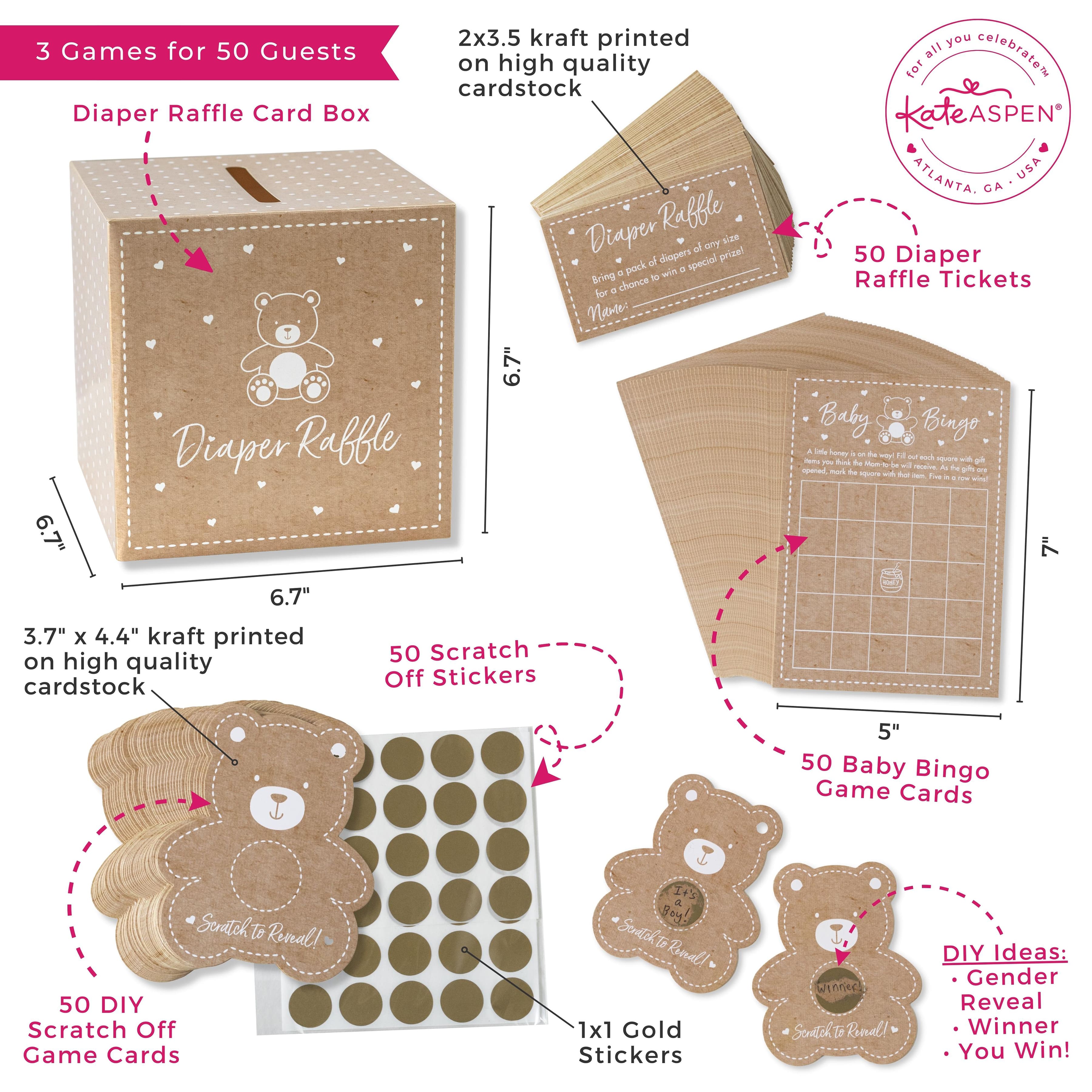 Kate Aspen&#xAE; Kraft Bear Diaper Raffle &#x26; Scratch Off Game Set