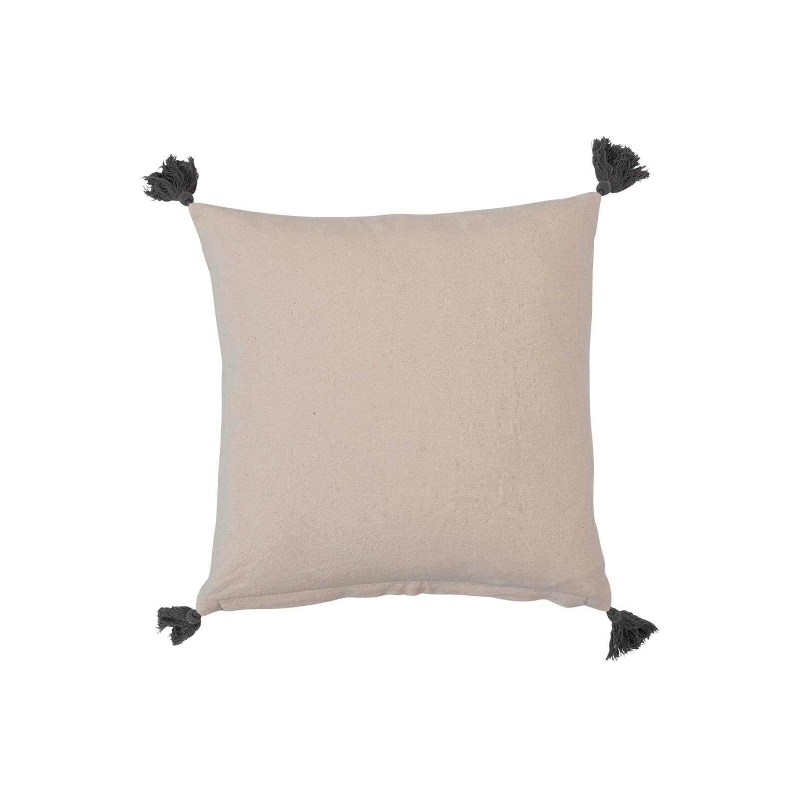 Hello Honey® 18" Gray & Gold Leaf Pattern Cotton Pillow with Tassels