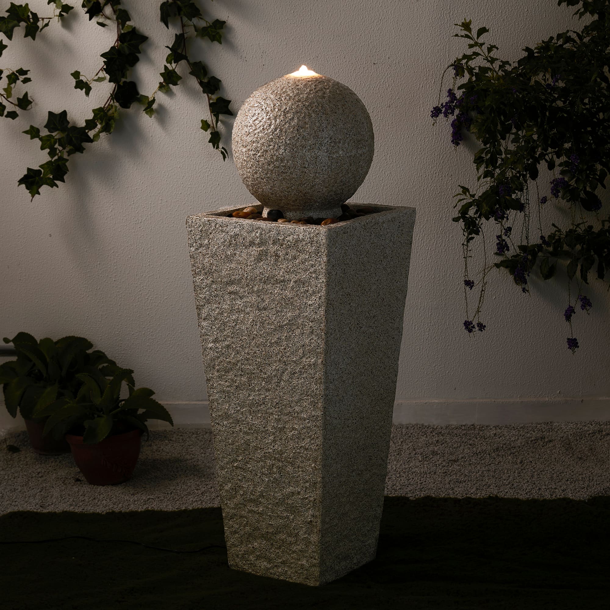 Glitzhome&#xAE; 3.5ft LED Pedestal &#x26; Sphere Outdoor Fountain