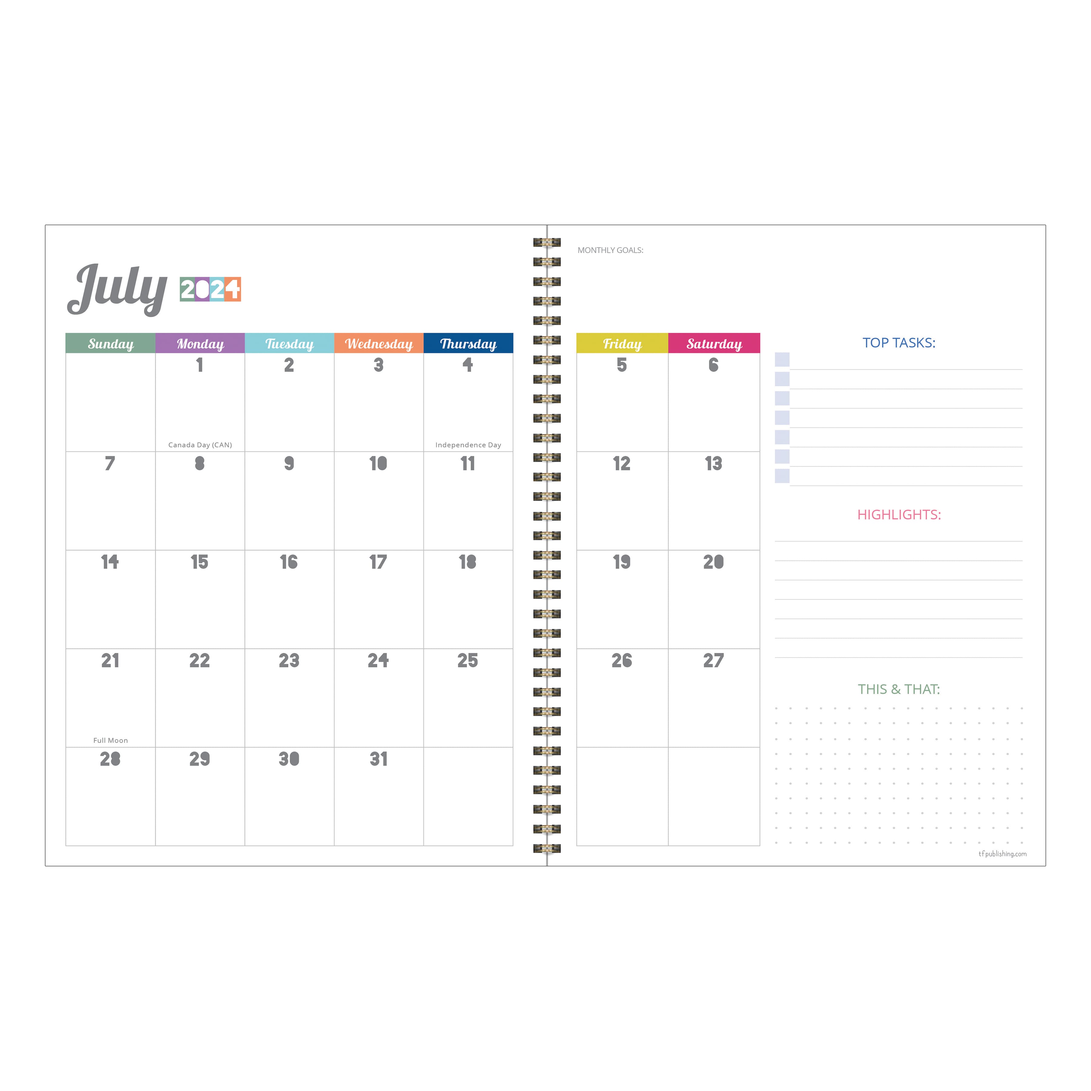 TF Publishing 2024 - 2025 Pretty Parrot Large Spiral Planner