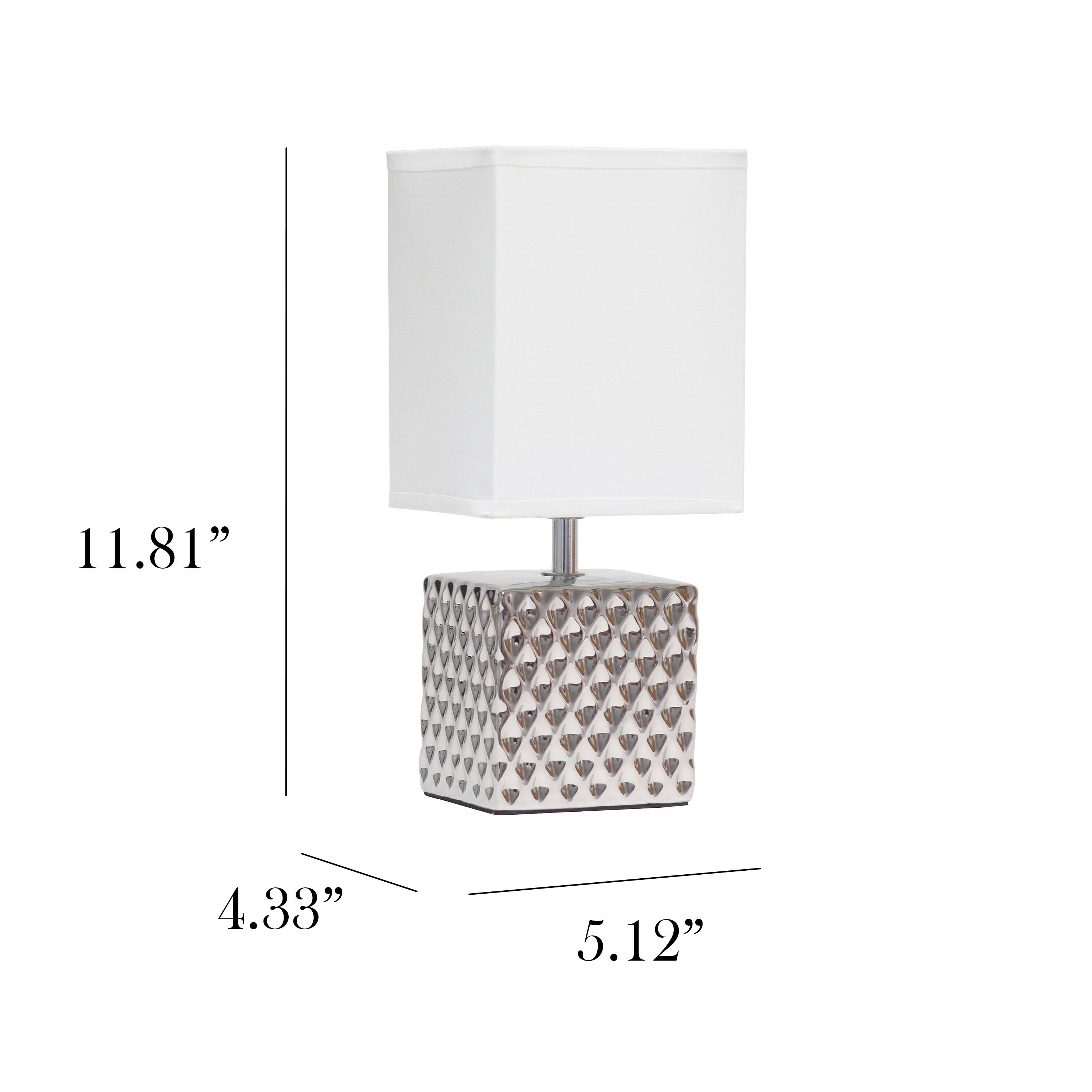 Simple Designs 12&#x22; Petite Hammered Chrome Square Table Lamp