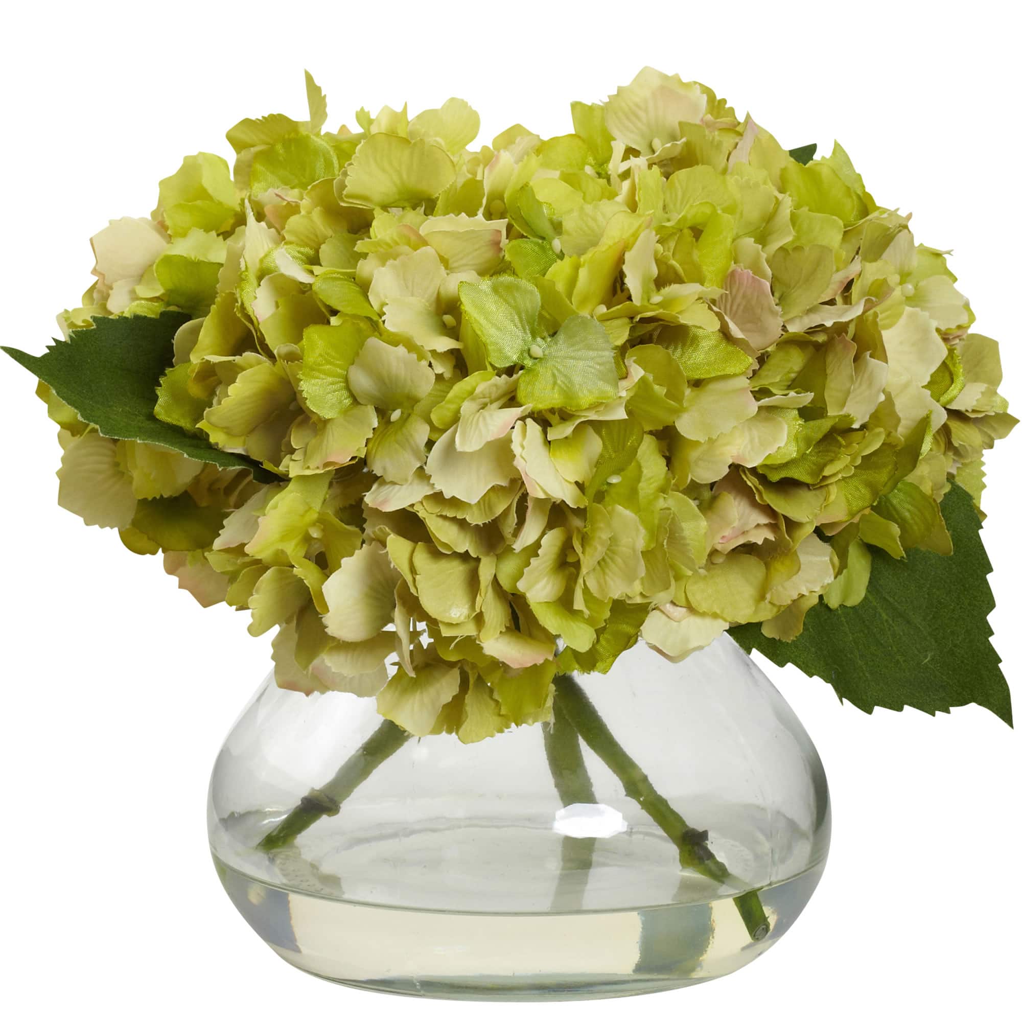 8.5&#x22; Yellow Blooming Hydrangea In Glass Vase