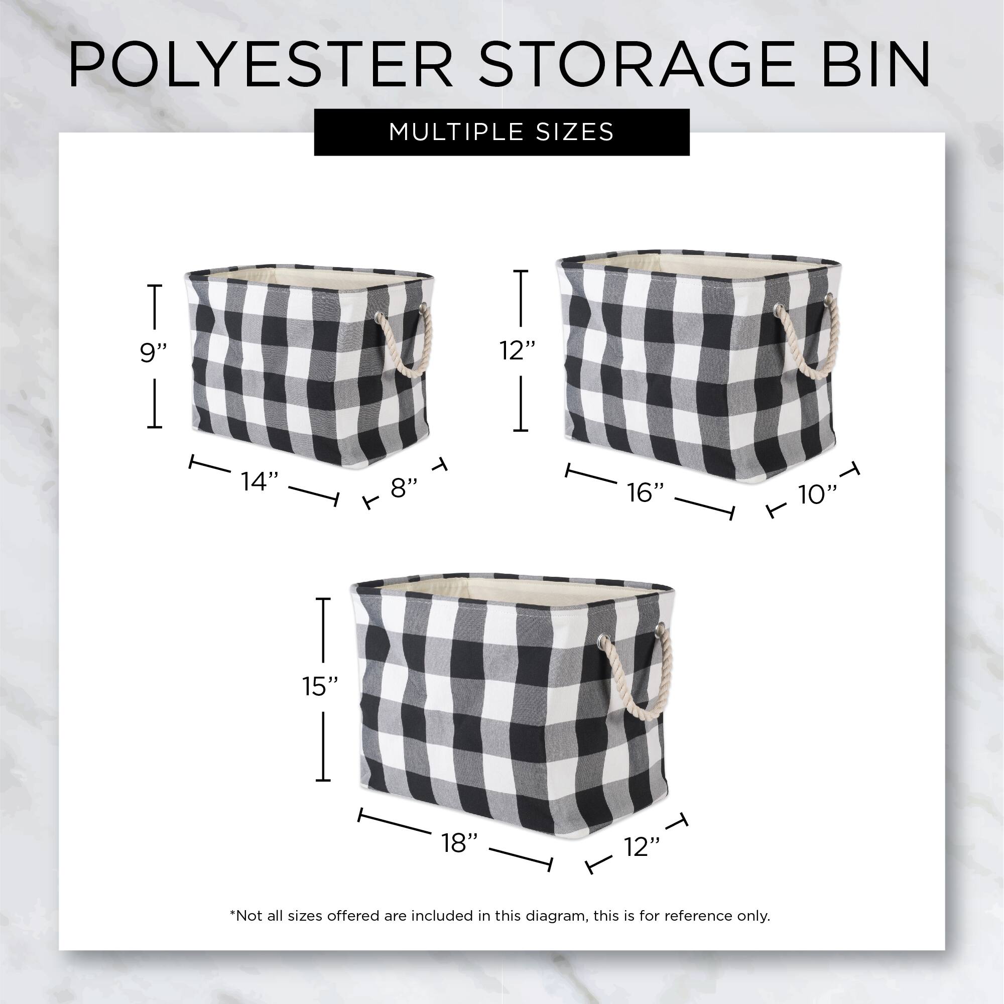 DII® Large Rectangle Red/Black Buffalo Check Polyester Bin