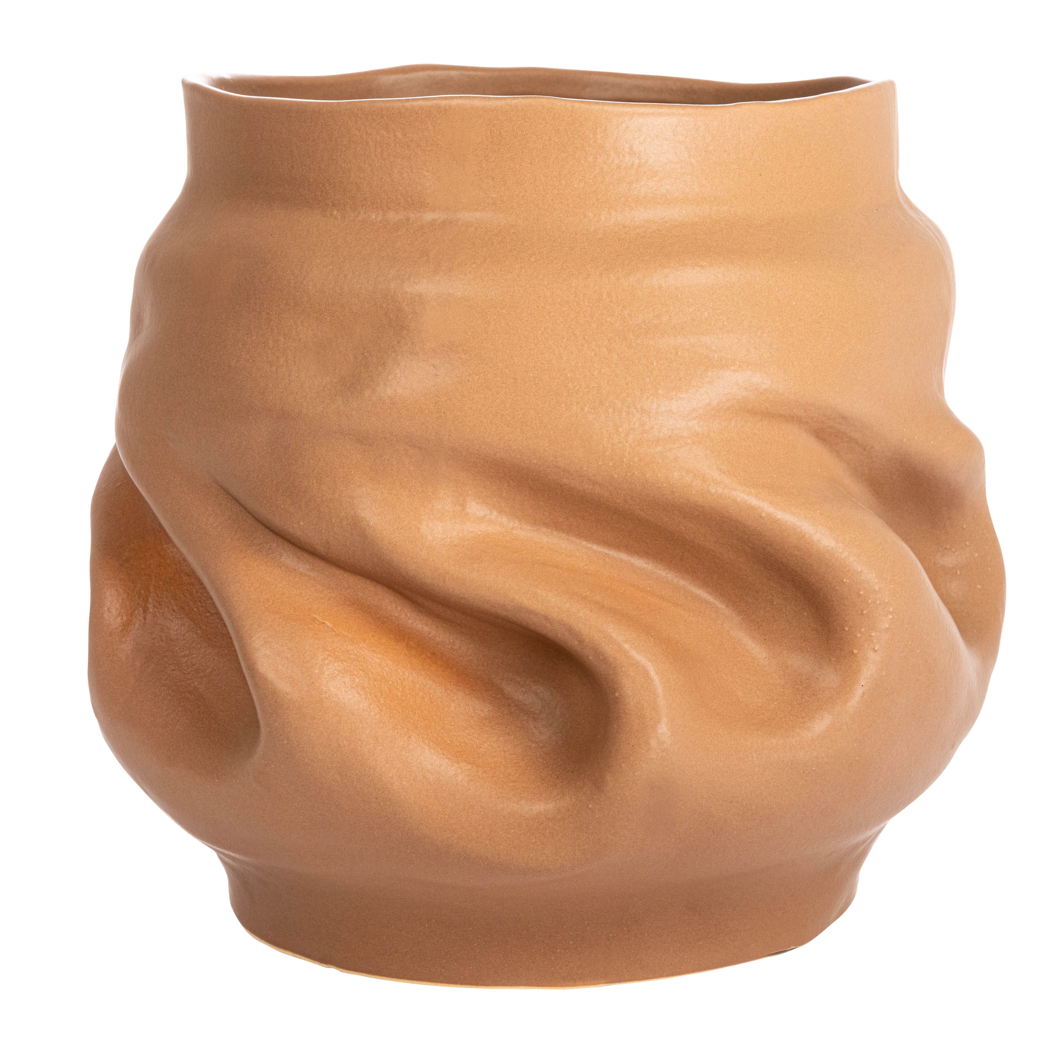 Hello Honey&#xAE; 10&#x22; Brown Organically Shaped Stoneware Pinched Planter