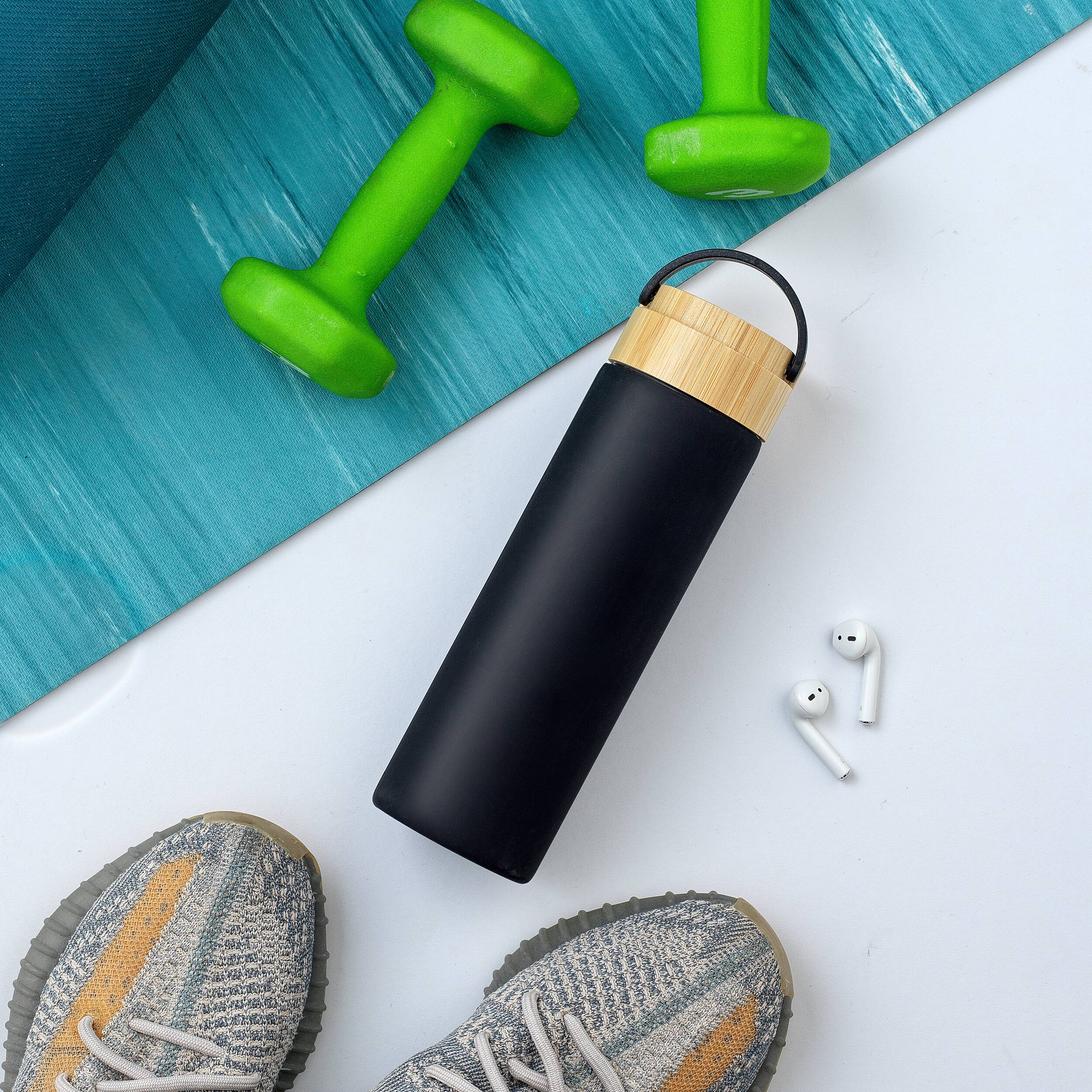 JoyJolt® 20oz. Glass Water Bottle with Carry Strap & Non Slip Silicone Sleeve