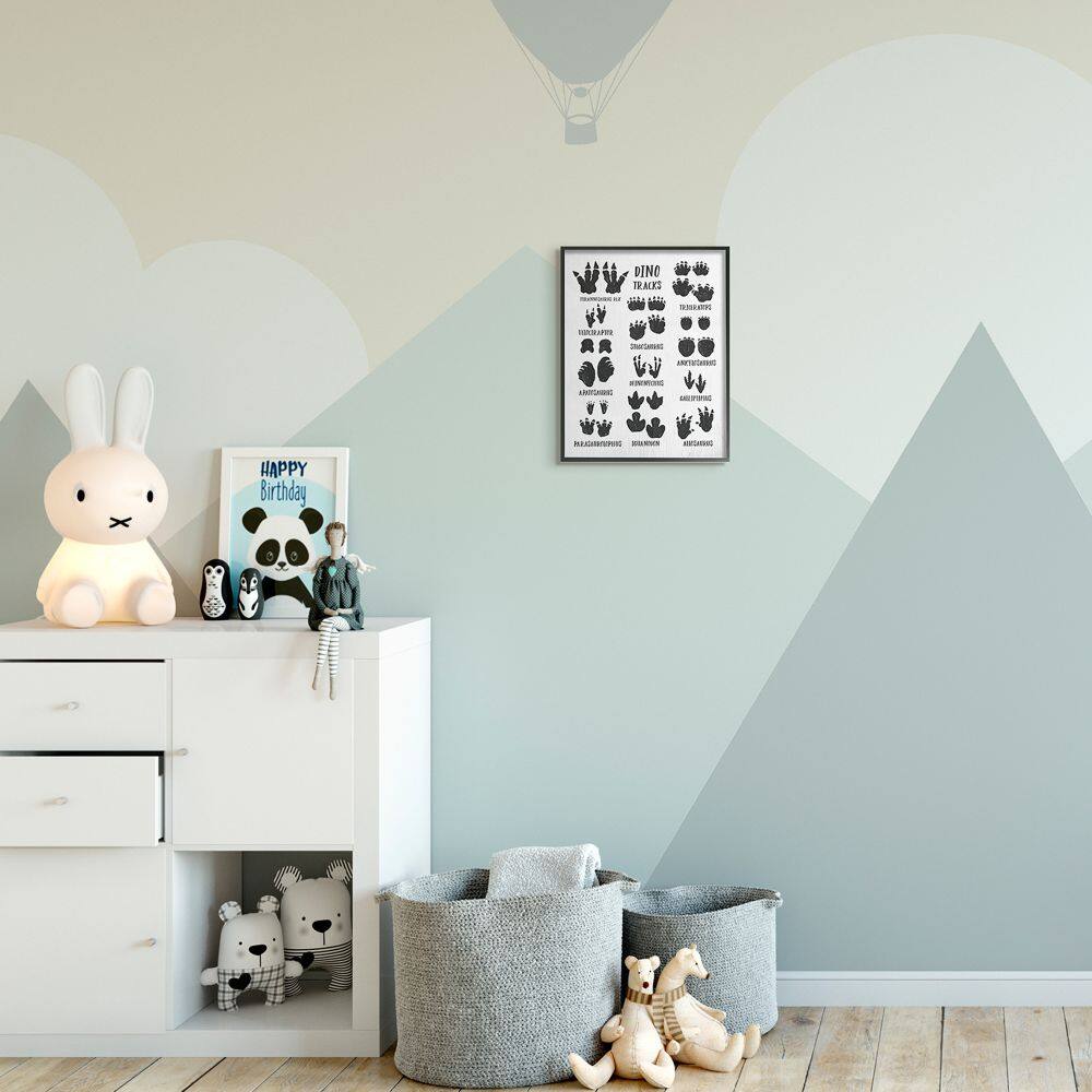 Stupell Industries Children's Rustic Dinosaur Track Chart with Text Framed Wall Art