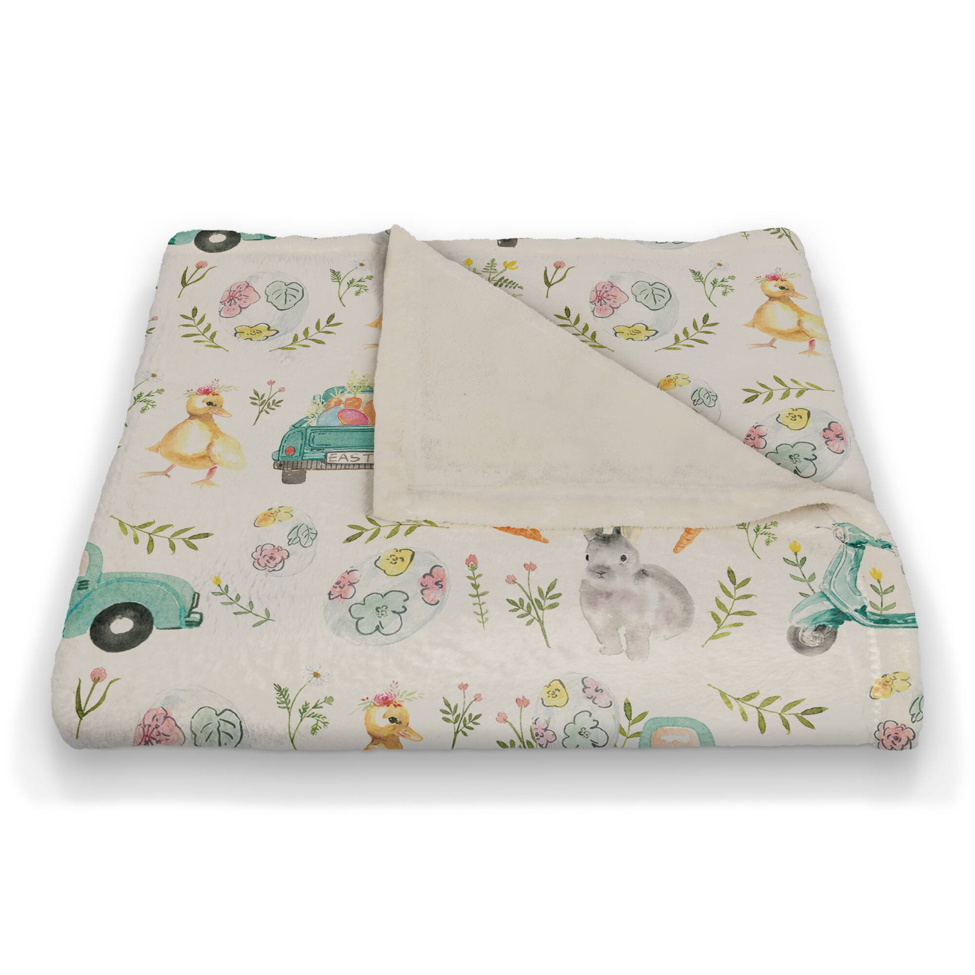 Easter Bunny Vehicles 50" x 60" Coral Fleece Blanket