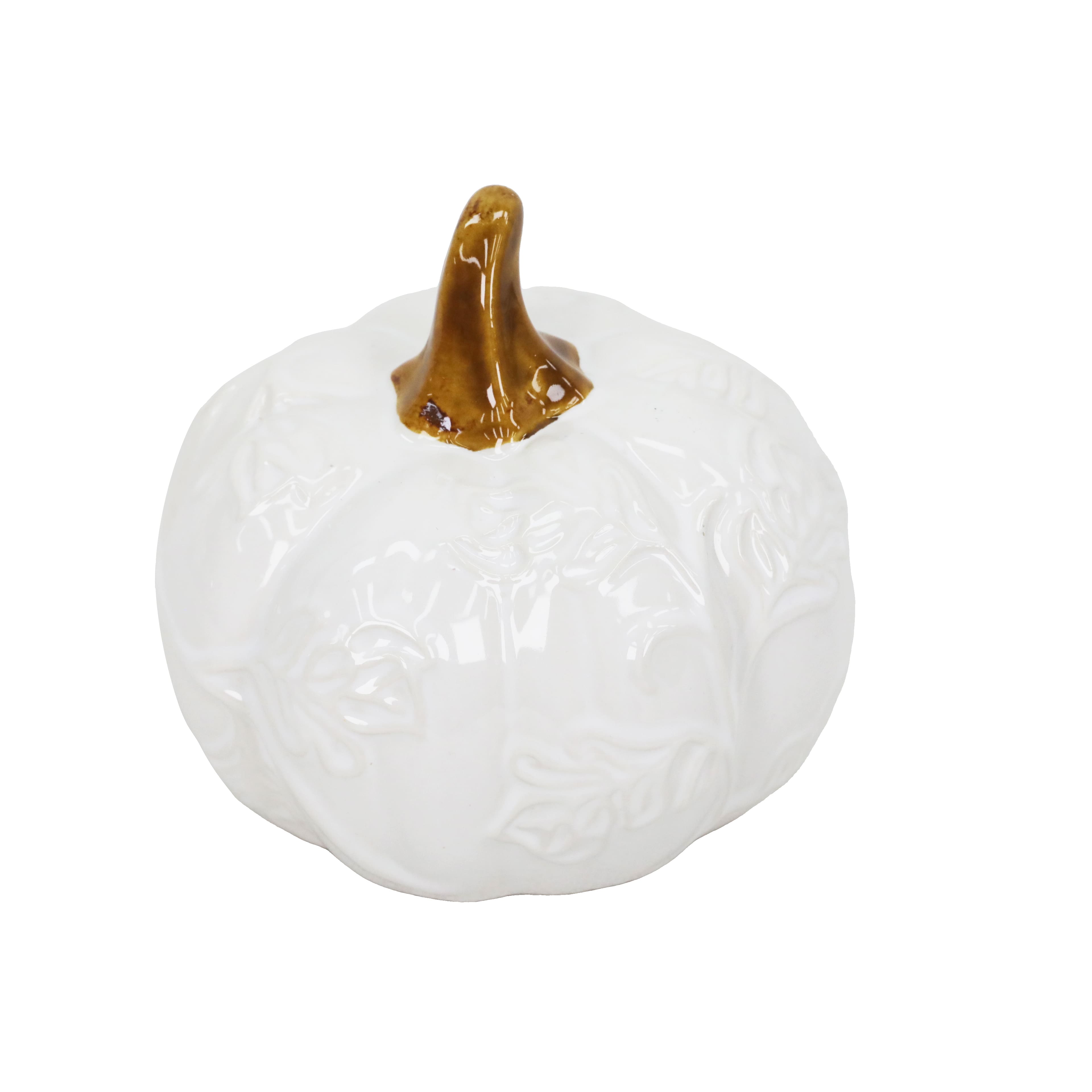 4&#x22; Floral Tabletop Ceramic Pumpkin by Ashland&#xAE;
