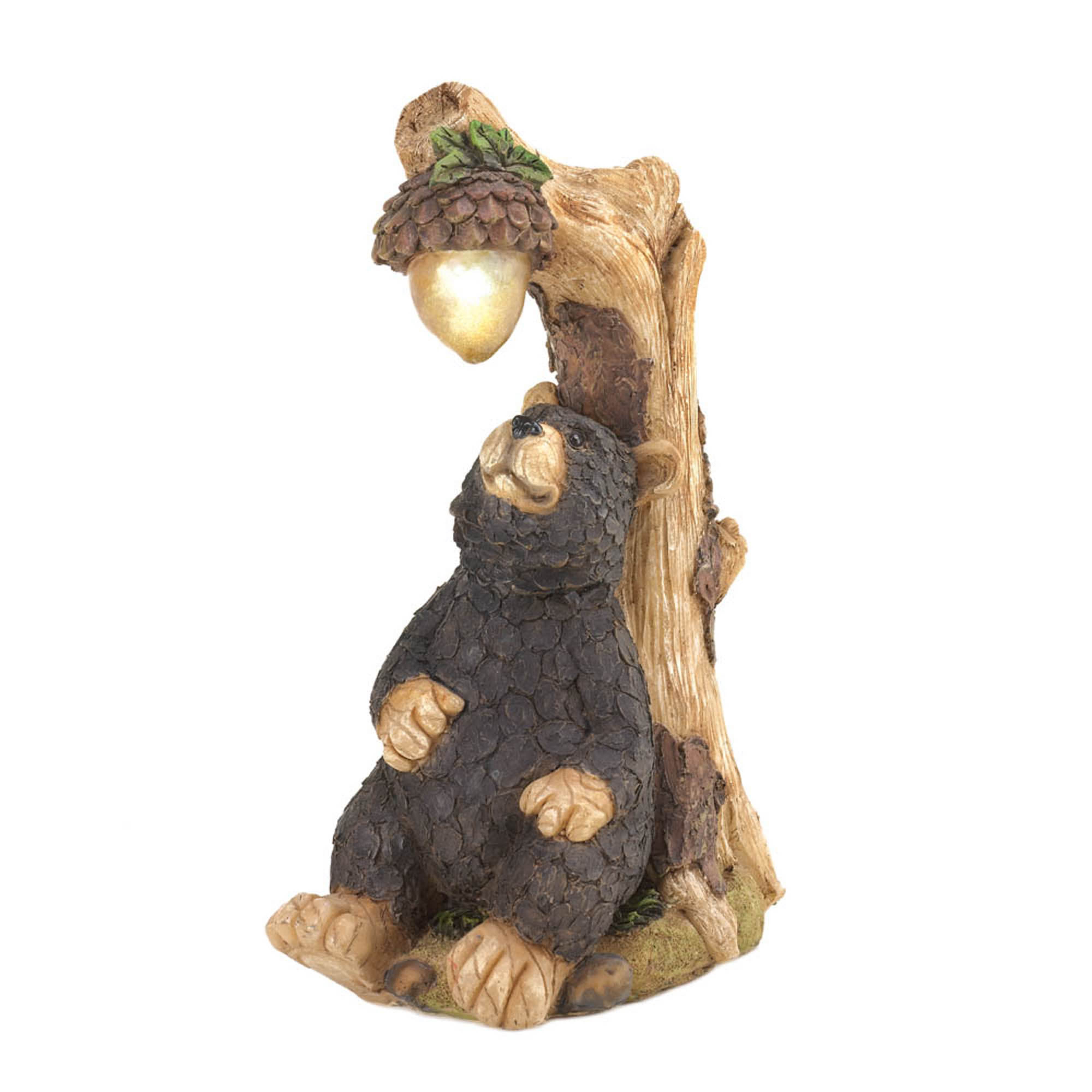 9.75&#x22; Black Bear Solar Statue